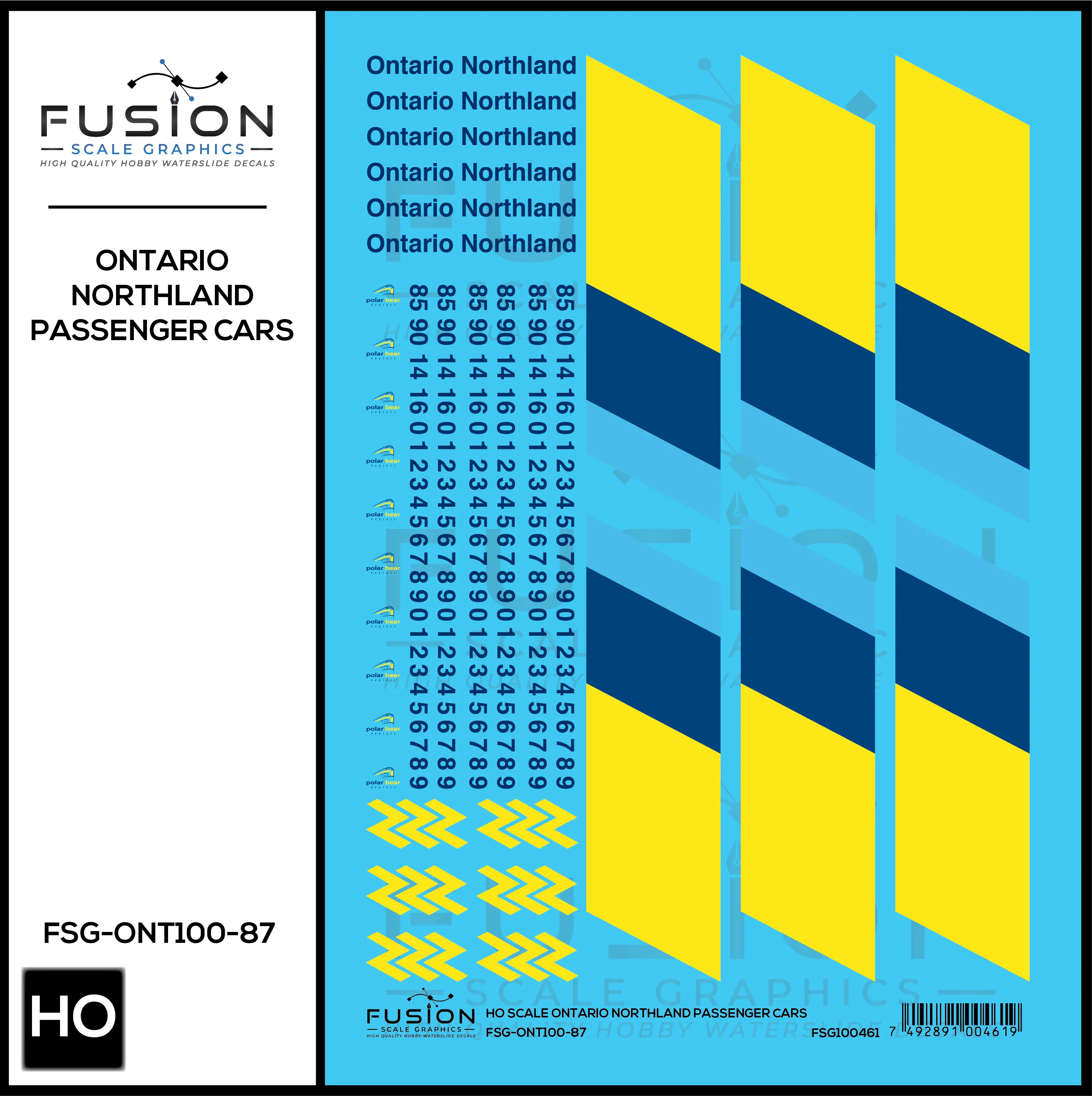 HO Scale Ontario Northland Passenger Cars Decal Set - Front Range Hobbies