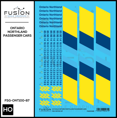 HO Scale Ontario Northland Passenger Cars Decal Set - Front Range Hobbies