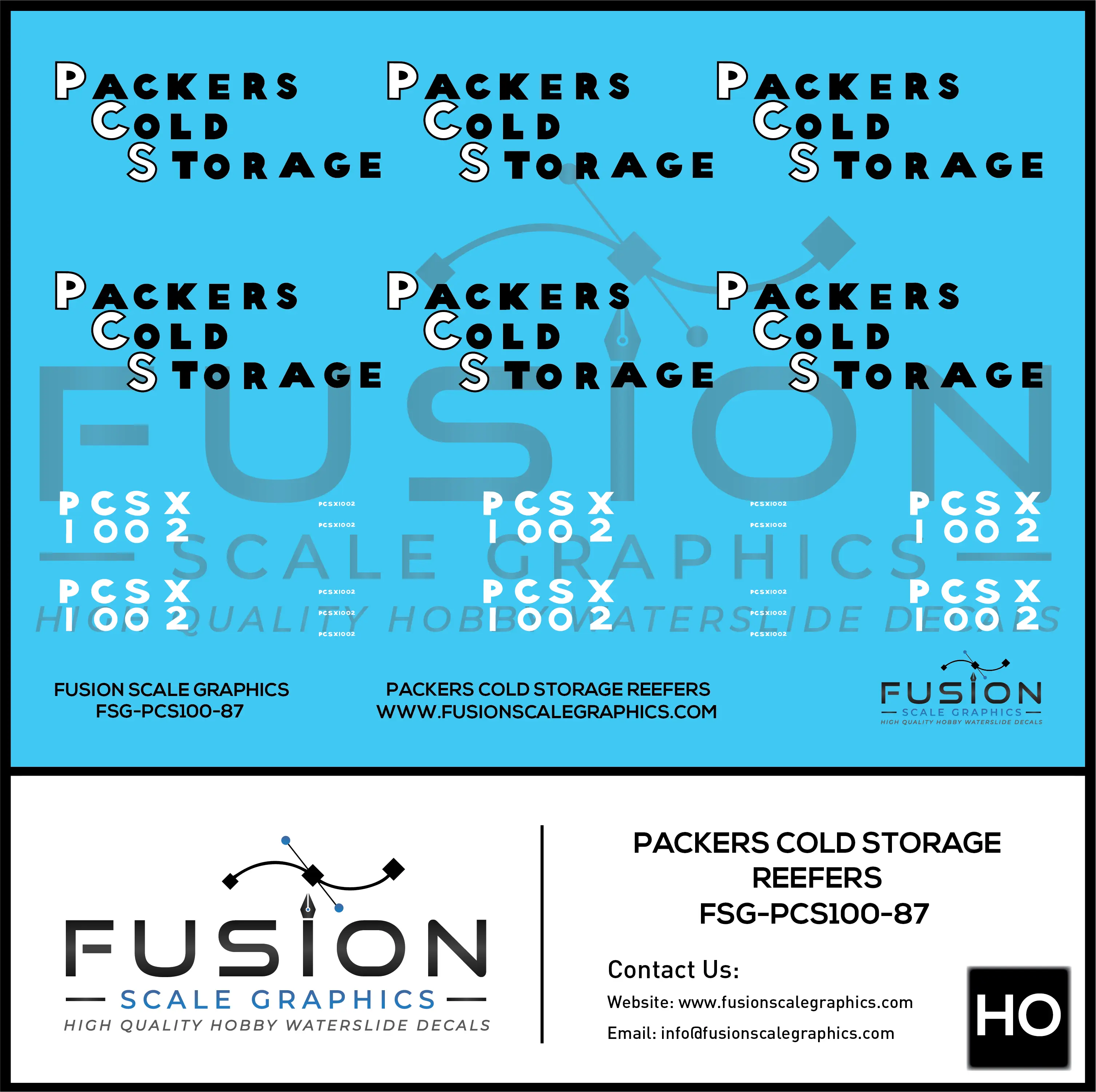 HO Scale Packers Cold Storage Reefer Car Decal Set Fusion Scale Graphics