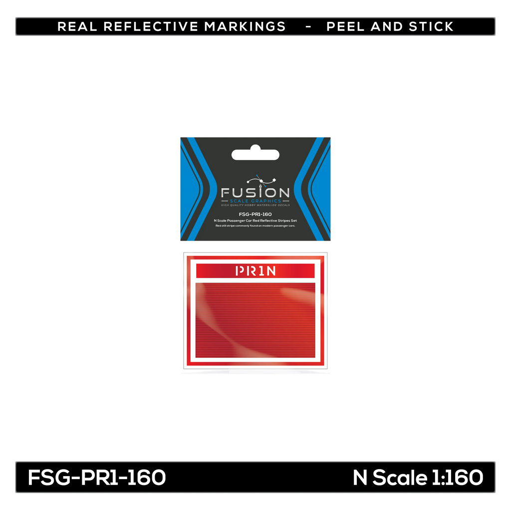 N Scale Passenger Car Red Reflective Markings Set Fusion Scale Graphics