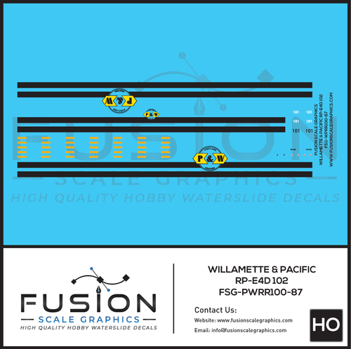 HO Scale Portland & Western Railroad 101 RP-E4D Locomotive Decal Set Fusion Scale Graphics