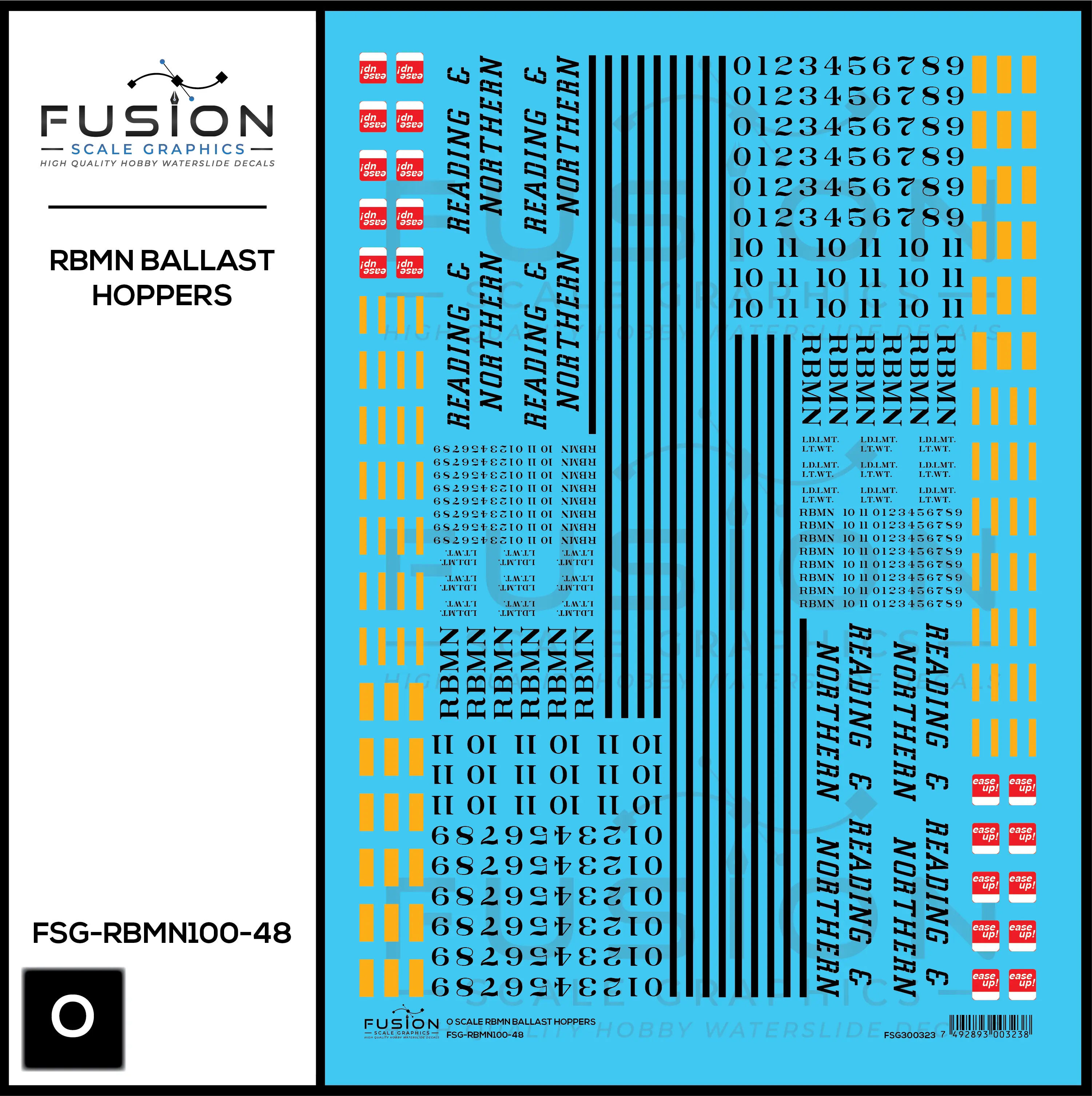 O Scale Reading & Northern Ballast Hopper Cars Decal Set Fusion Scale Graphics