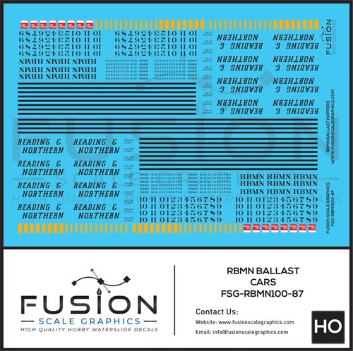 HO Scale RBMN Ballast Hoppers Decal Set Fusion Scale Graphics