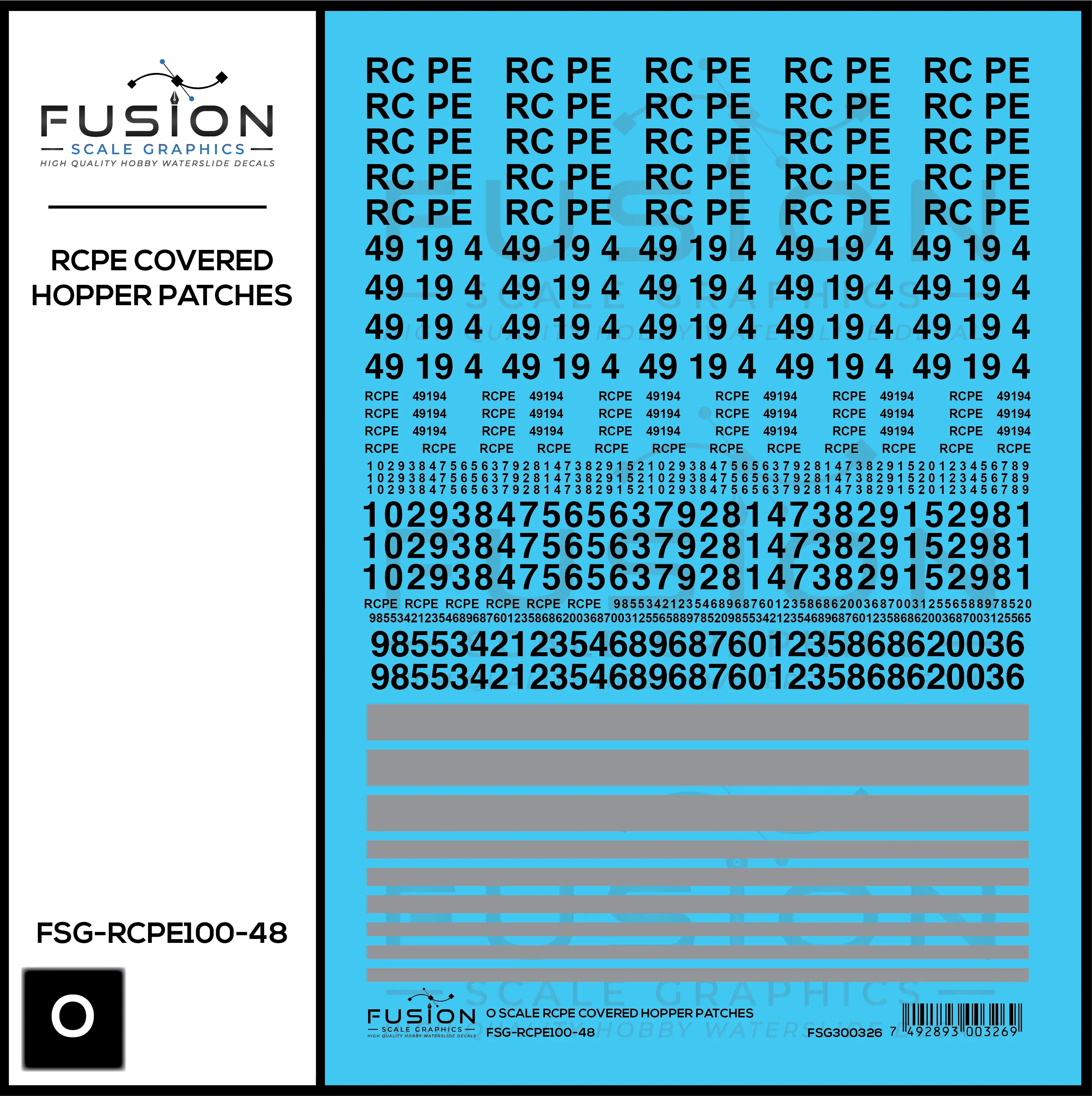 O Scale RCPE Covered Hopper Patch Decal Set - Front Range Hobbies