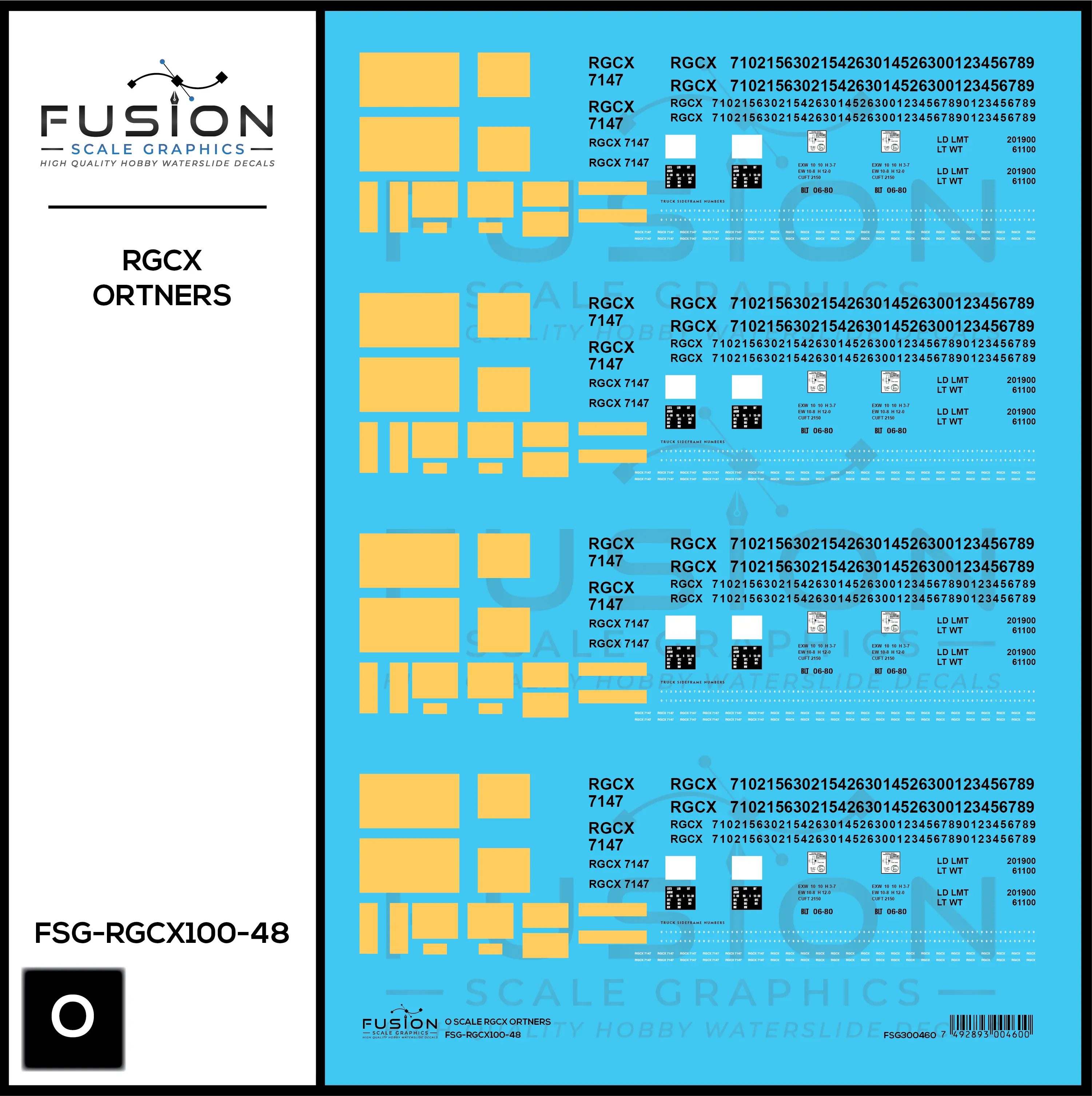 O Scale RGCX Ortner Rock Hopper Cars Decal Set Fusion Scale Graphics