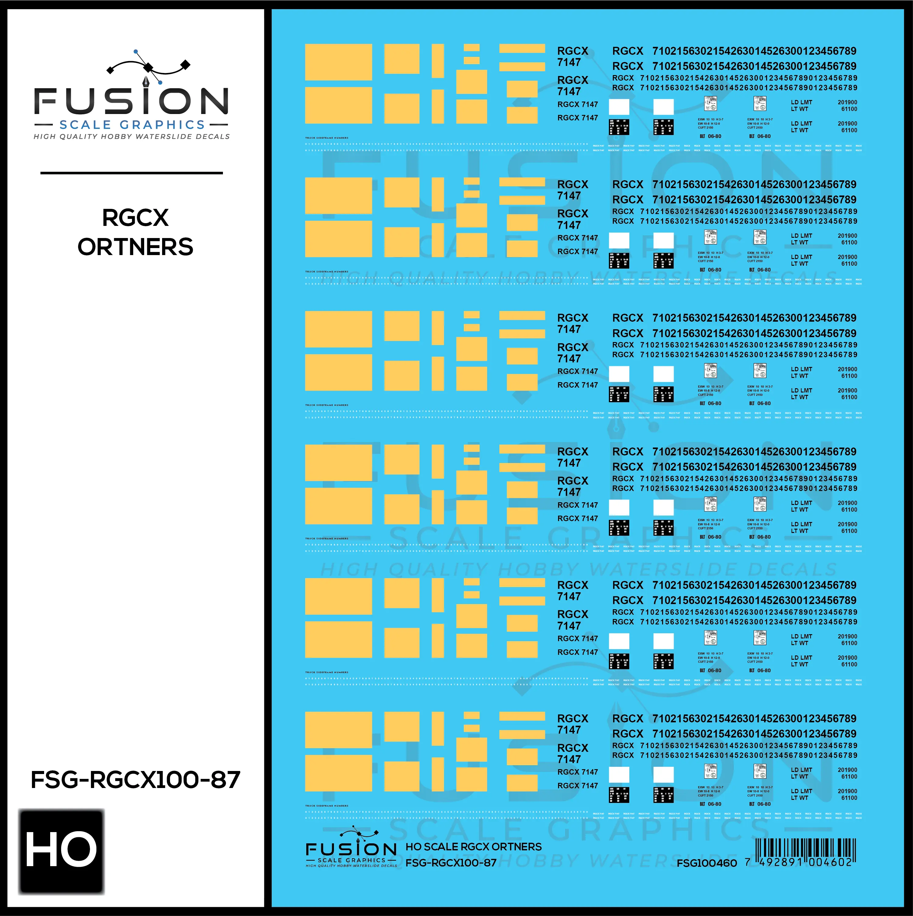 HO Scale RGCX Ortner Rock Hopper Cars Decal Set Fusion Scale Graphics