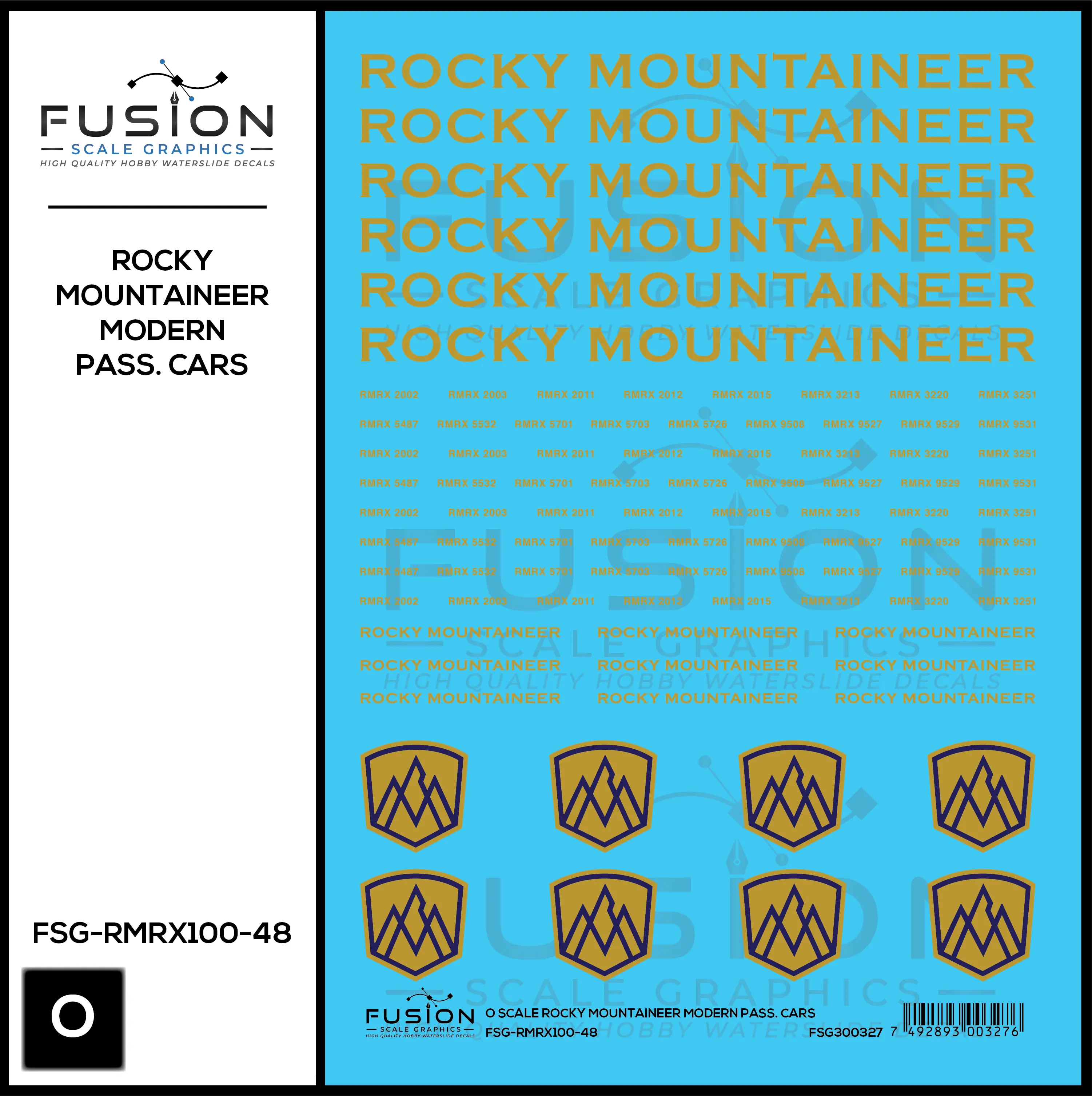 O Scale Rocky Mountaineer Modern Passenger Cars Decal Set - Front Range Hobbies