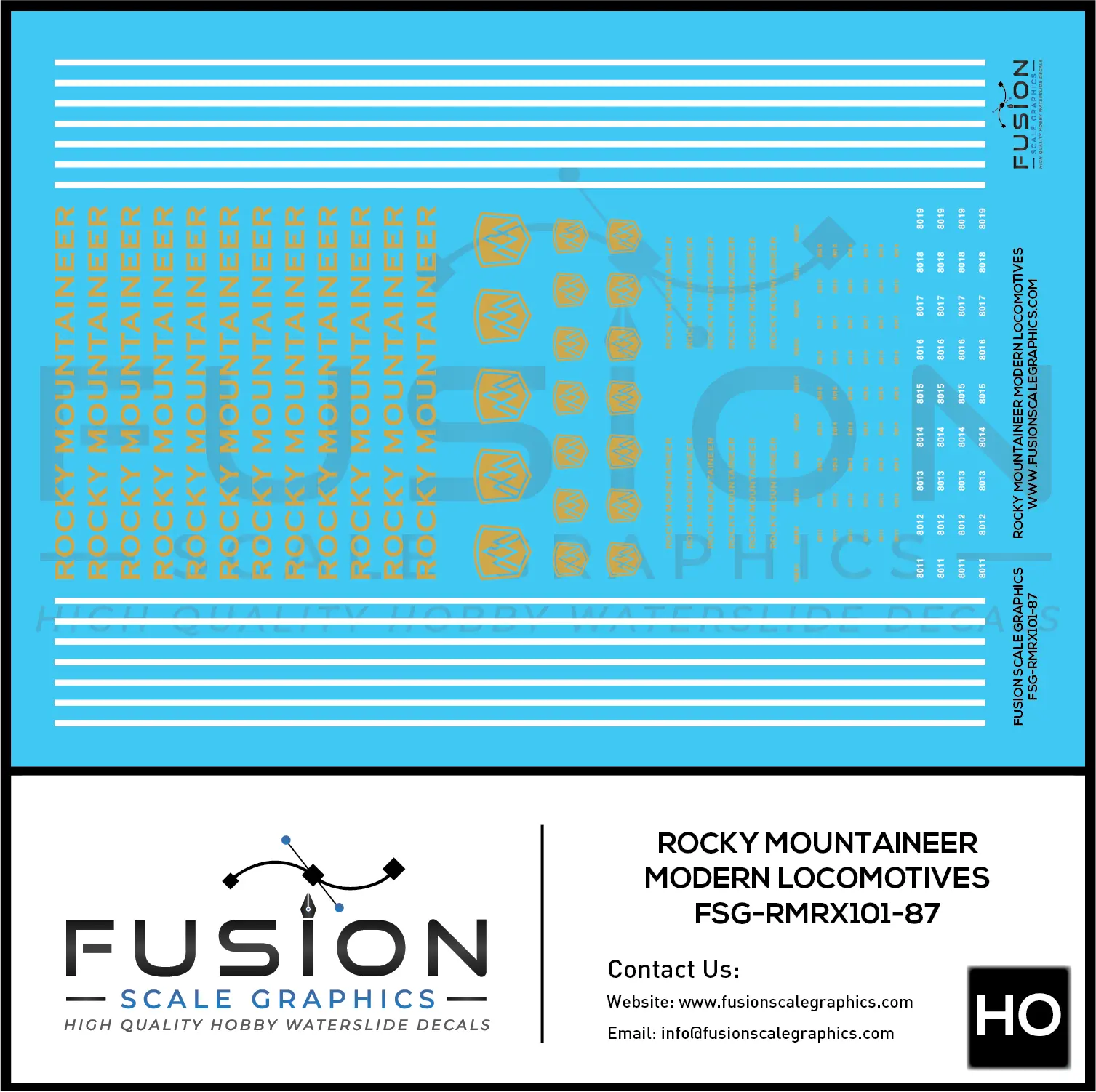 HO Scale Rocky Mountaineer Modern Locomotives Decal Set Fusion Scale Graphics