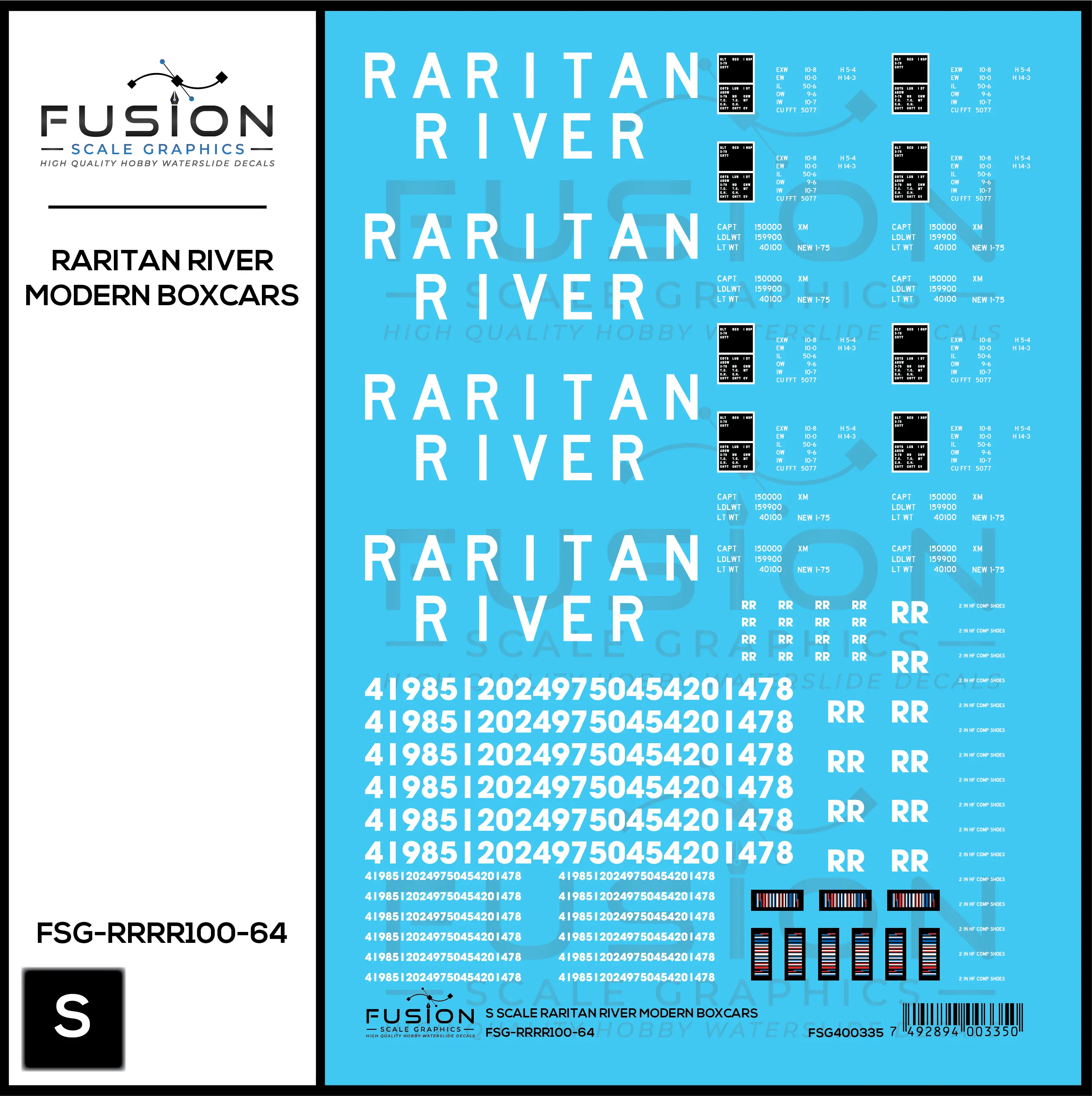 S Scale Raritan River Modern Boxcars Decal Set Fusion Scale Graphics