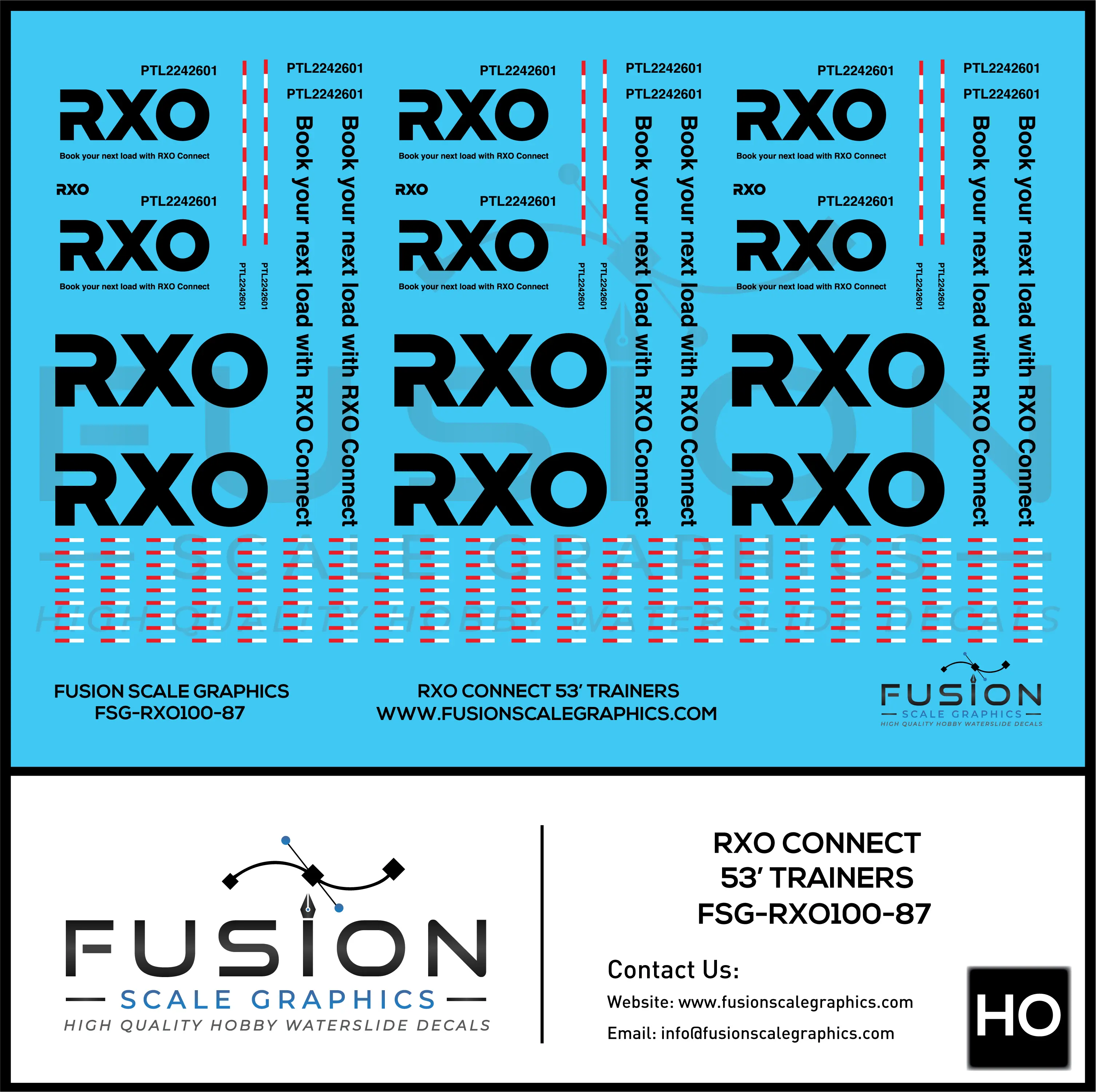 HO Scale RXO Connect Trucking 53' Trailers Decal Set Fusion Scale Graphics