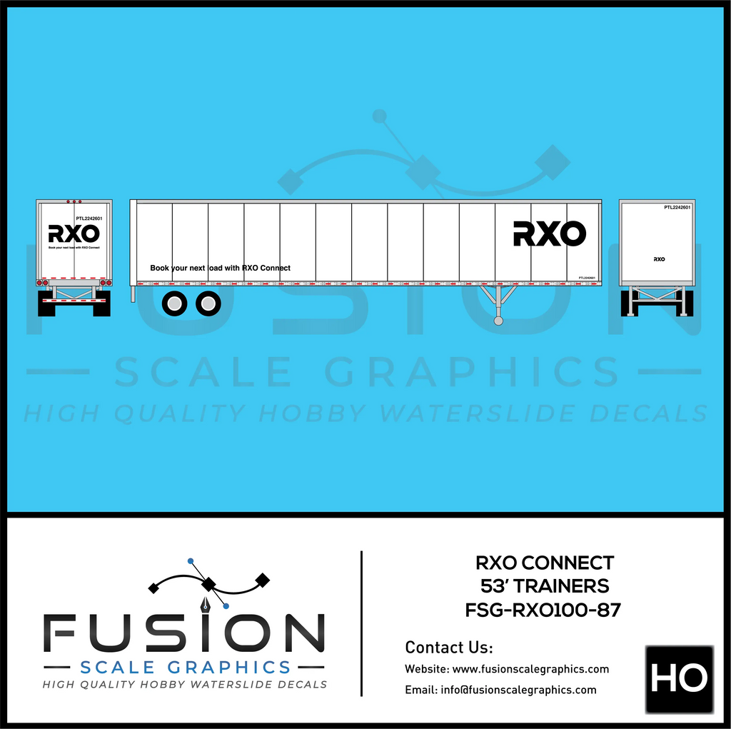 HO Scale RXO Connect Trucking 53' Trailers Decal Set Fusion Scale Graphics