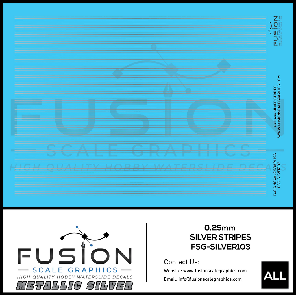 Metallic Gold 0.25mm Wide Siilver Stripe Decal Set Fusion Scale Graphics