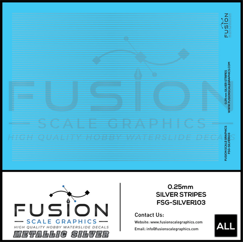 Metallic Gold 0.25mm Wide Siilver Stripe Decal Set Fusion Scale Graphics