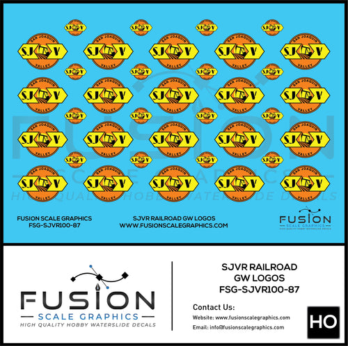 HO Scale San Joaquin Valley SJVR Railroad Logos Decal Set - Front Range Hobbies