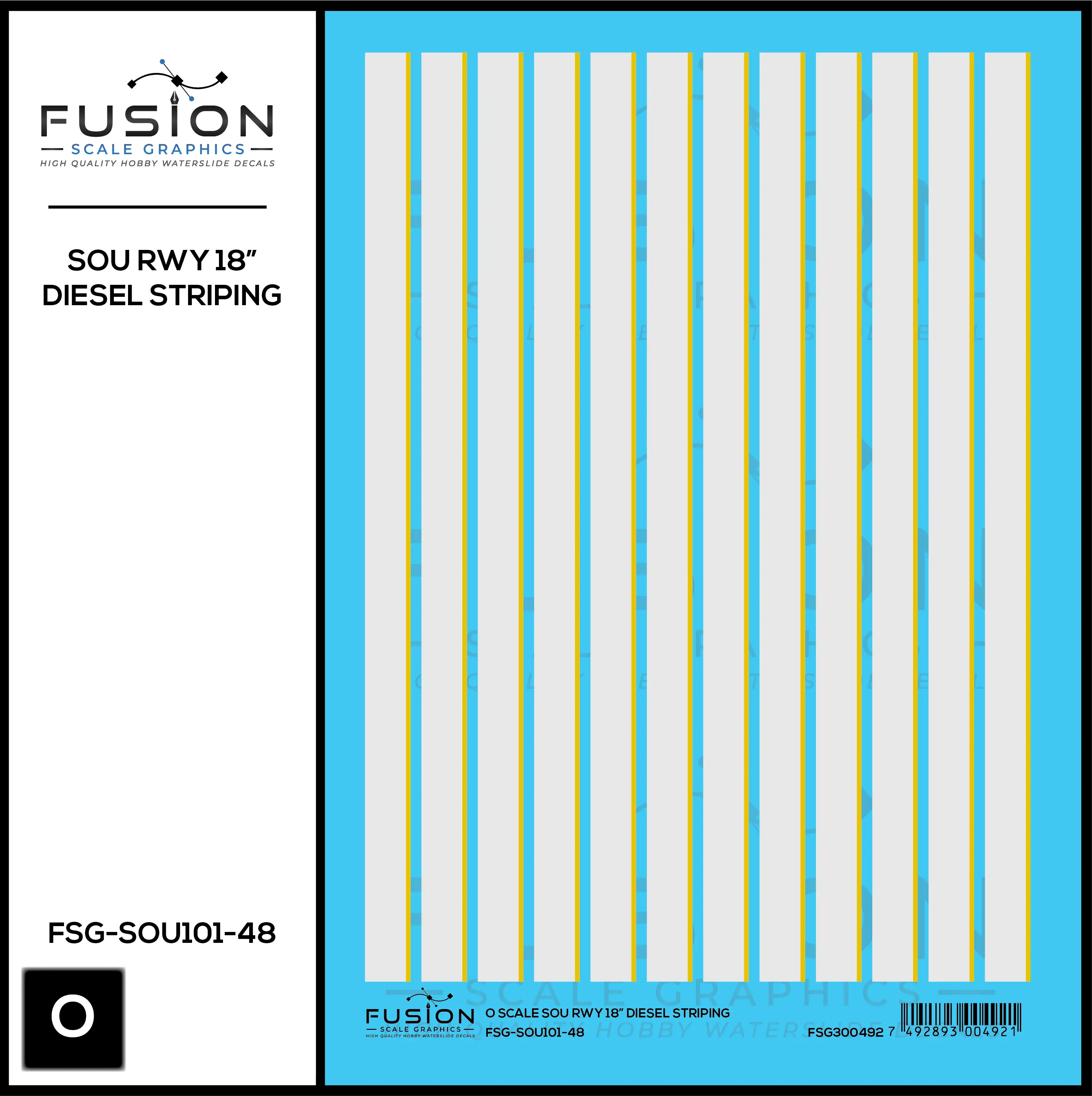 O Scale Southern Railway 18" Diesel Locomotive Striping Decal Set Fusion Scale Graphics