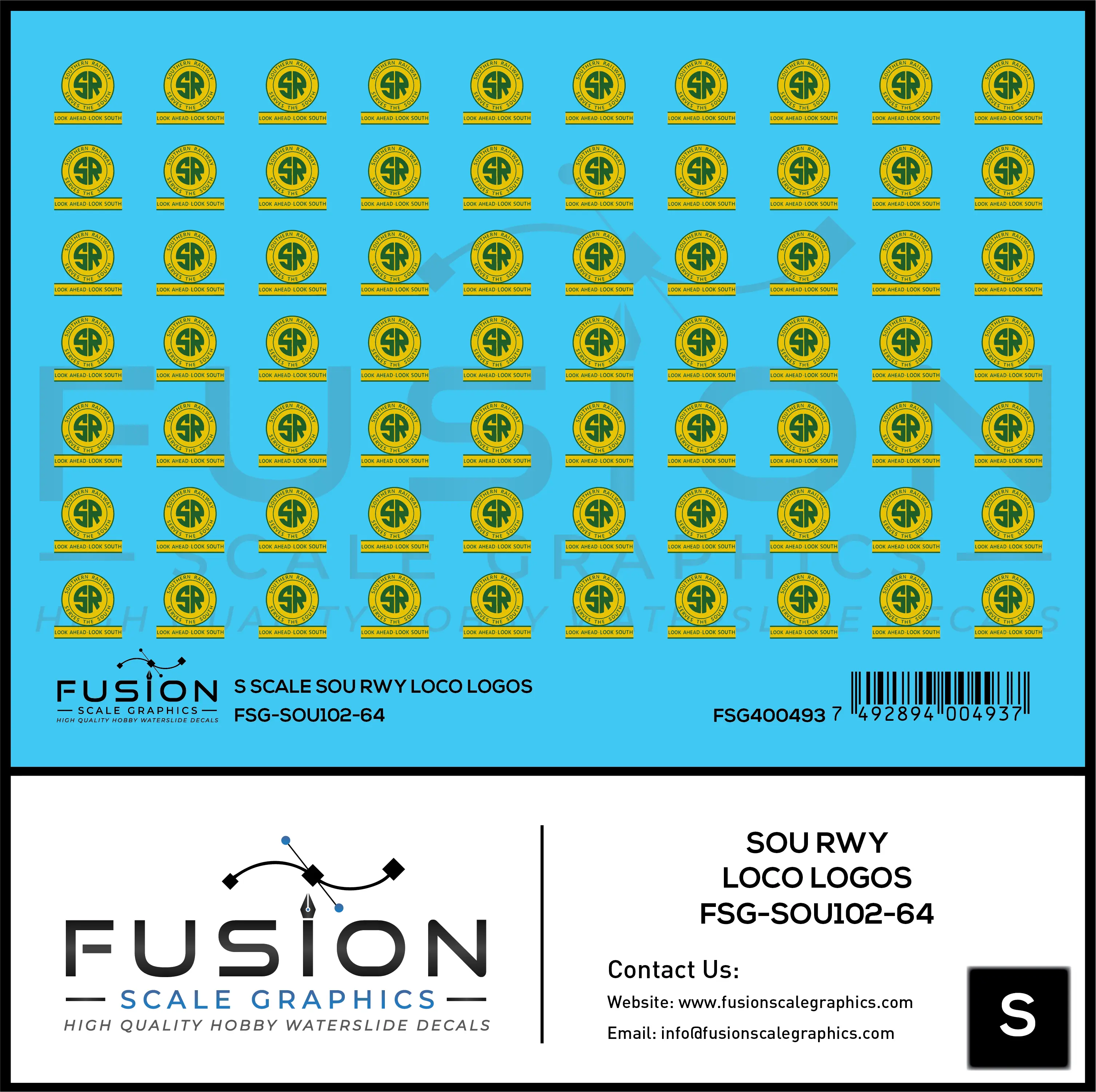 S Scale Southern Railway Look Ahead Look South Locomotive Logos Decal Set Fusion Scale Graphics