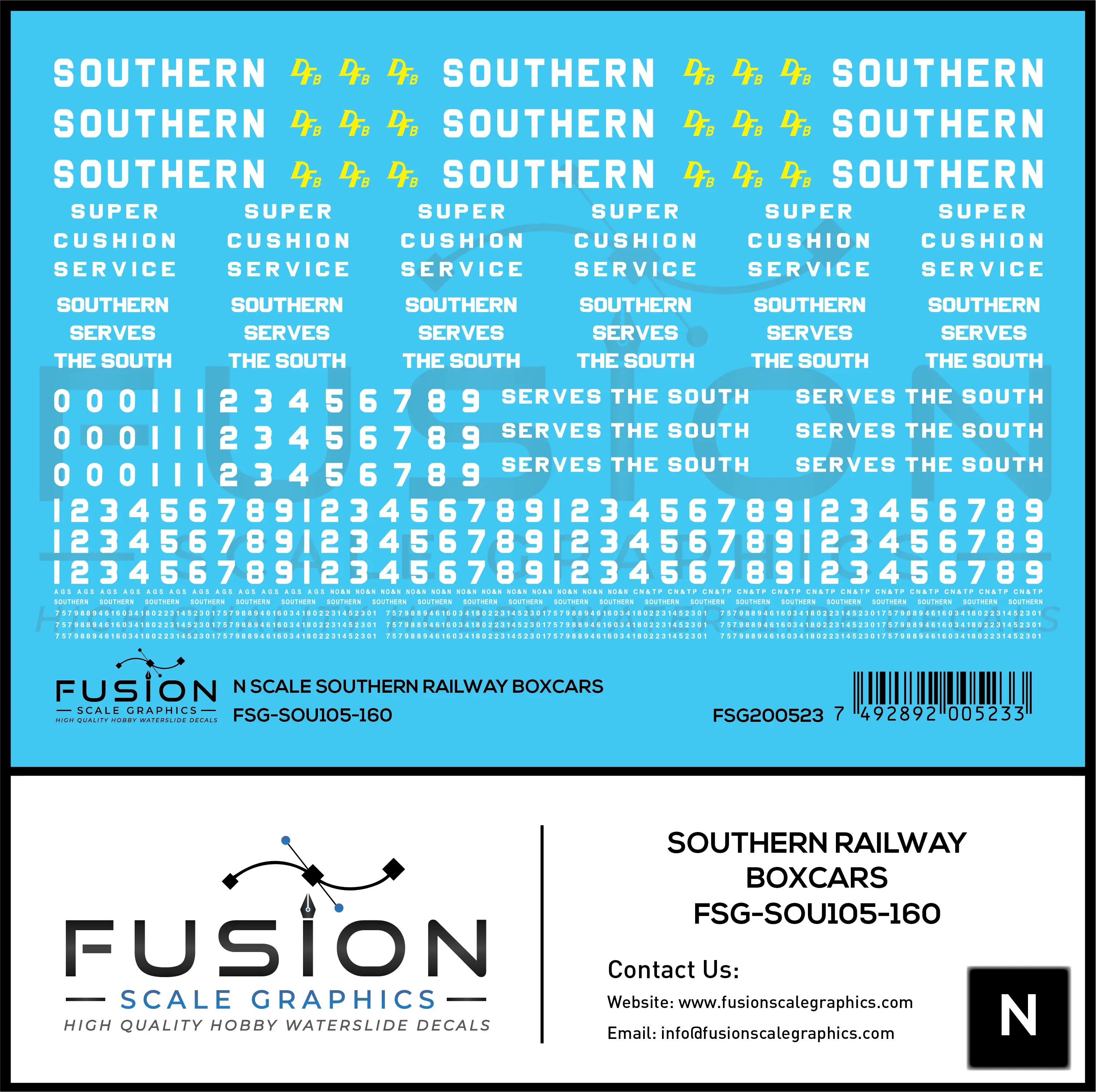 N Scale Southern Railway Boxcars Decal Set Fusion Scale Graphics