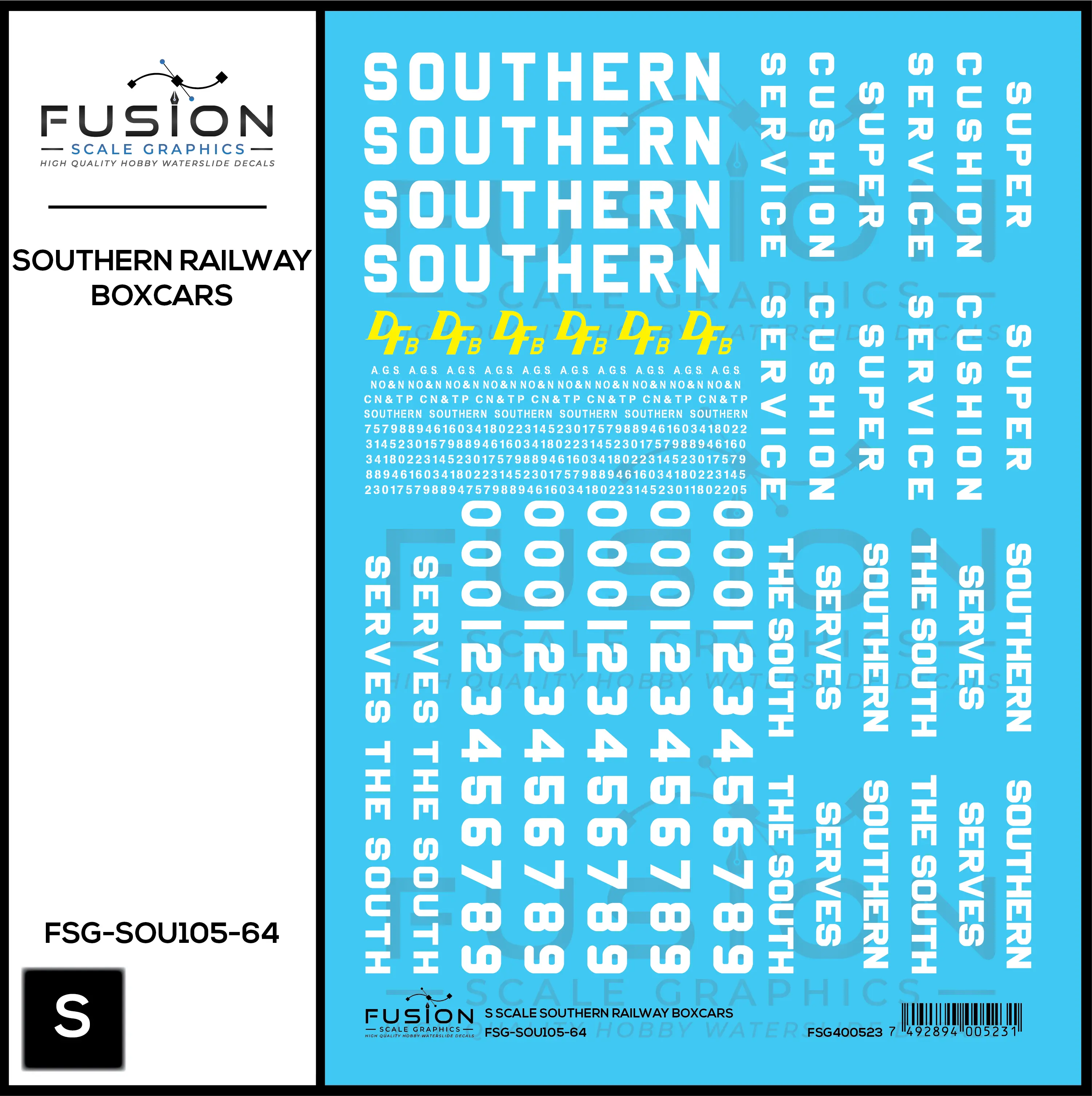 S Scale Southern Railway Boxcars Decal Set Fusion Scale Graphics