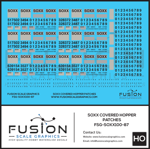 HO Scale SOXX Covered Hopper Patching Decal Set Fusion Scale Graphics