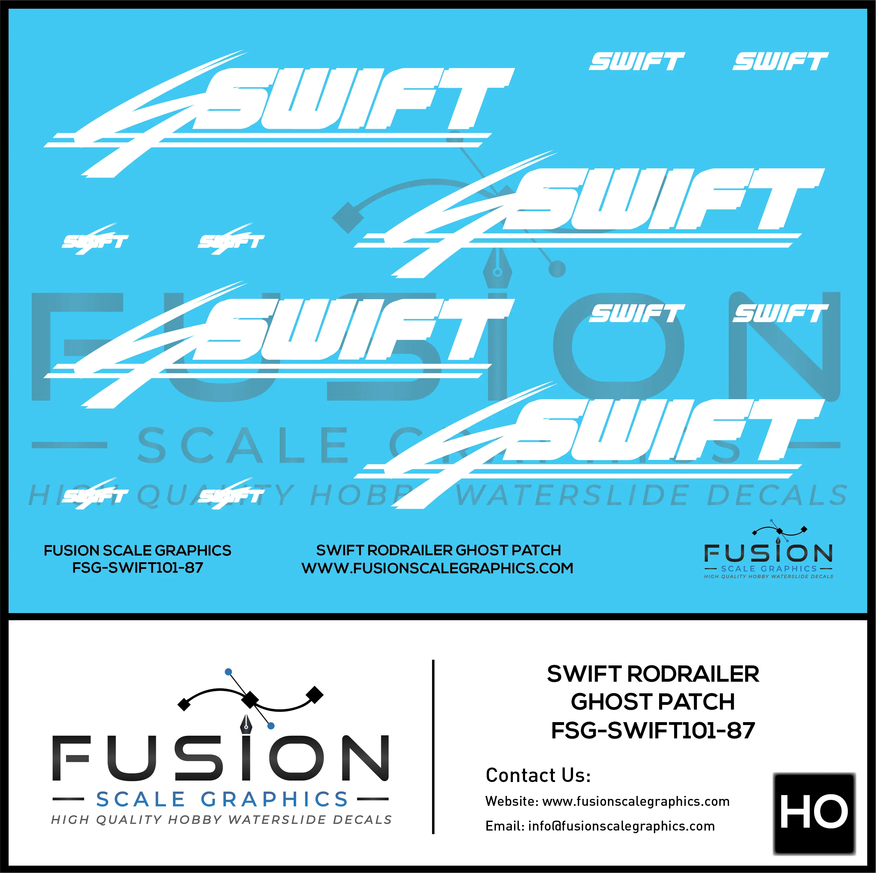 HO Scale Swift Ghost Logo Roadrailer Trailer Decal Set Fusion Scale Graphics