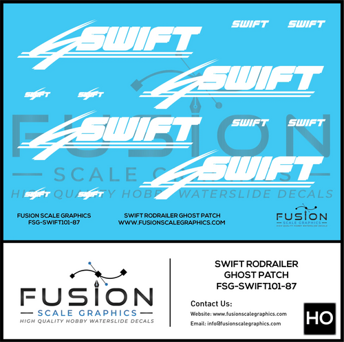 HO Scale Swift Ghost Logo Roadrailer Trailer Decal Set Fusion Scale Graphics