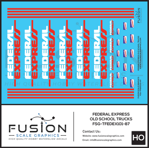 HO Scale Federal Express Purple and White Old Trailers and Truck Decal Set Fusion Scale Graphics