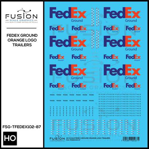 HO Scale FedEx Ground Orange Trailer Decal Set Fusion Scale Graphics