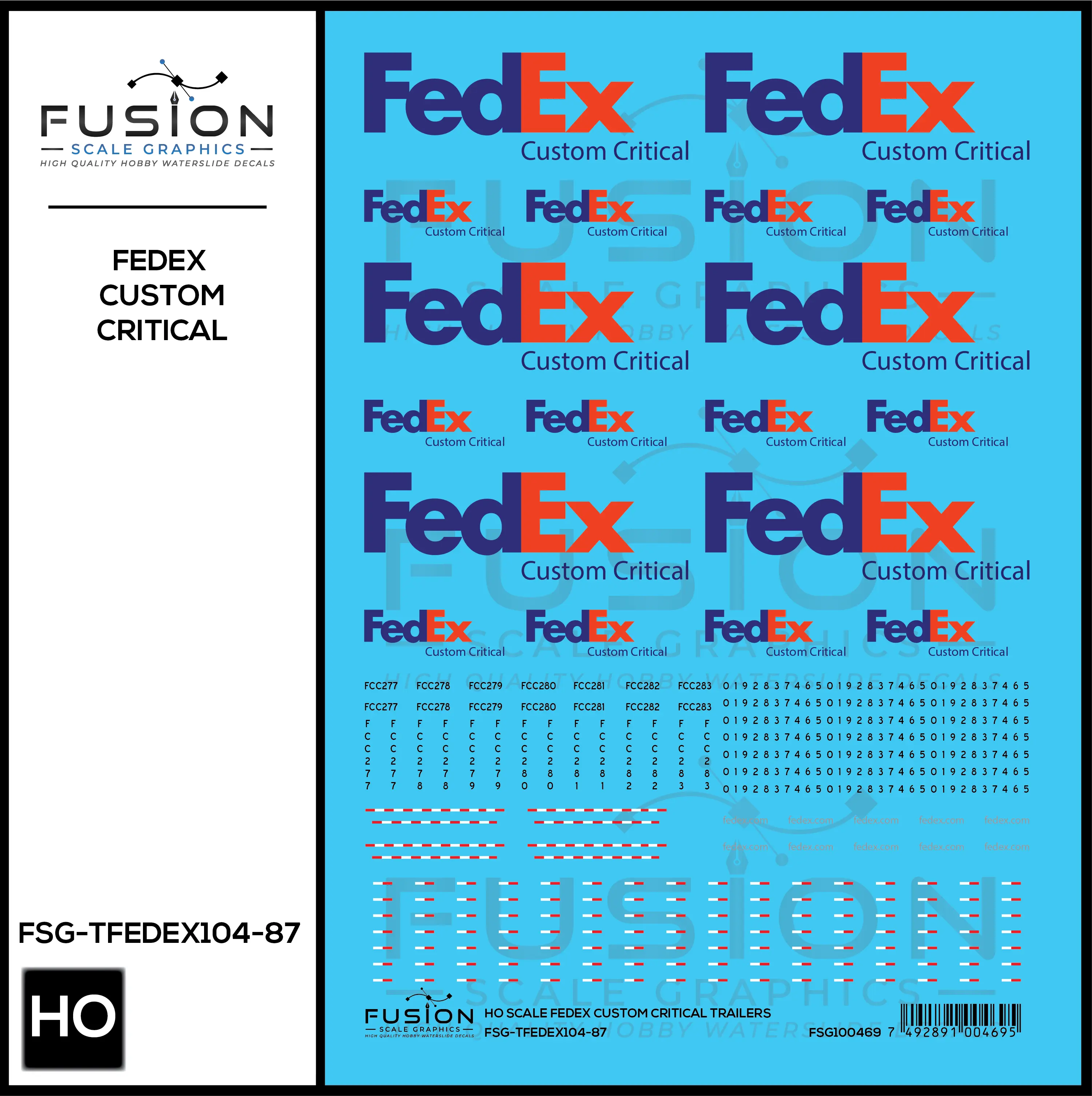 HO Scale FedEx Custom Critical Decal Set Fusion Scale Graphics