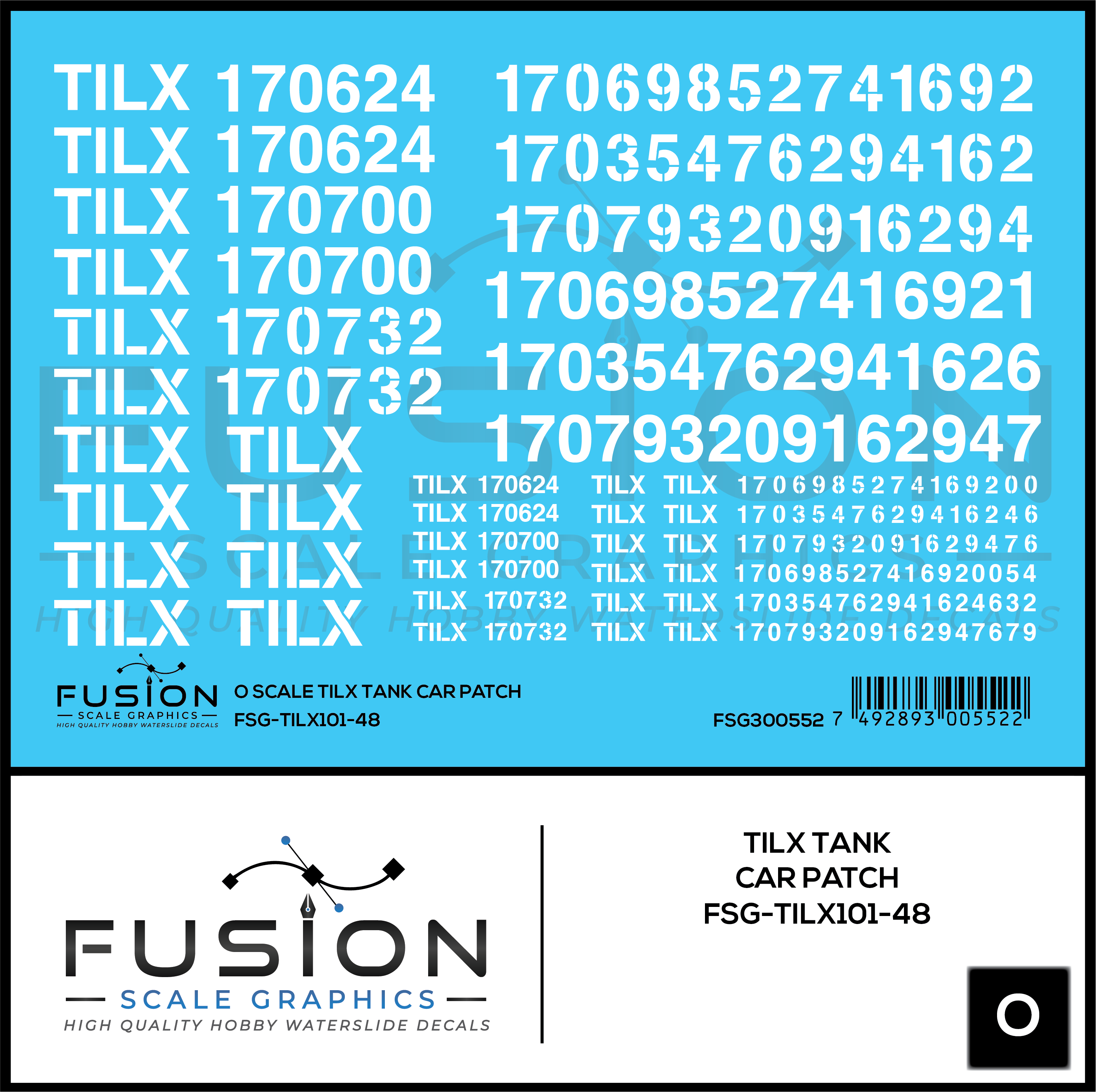 O Scale TILX Tank Car Patch Decal Set
