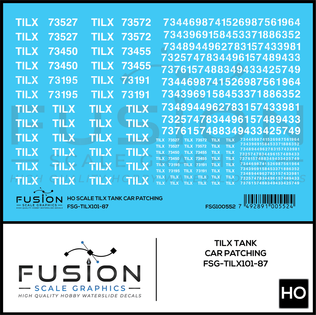 HO Scale TILX Tank Car Patch Decal Set