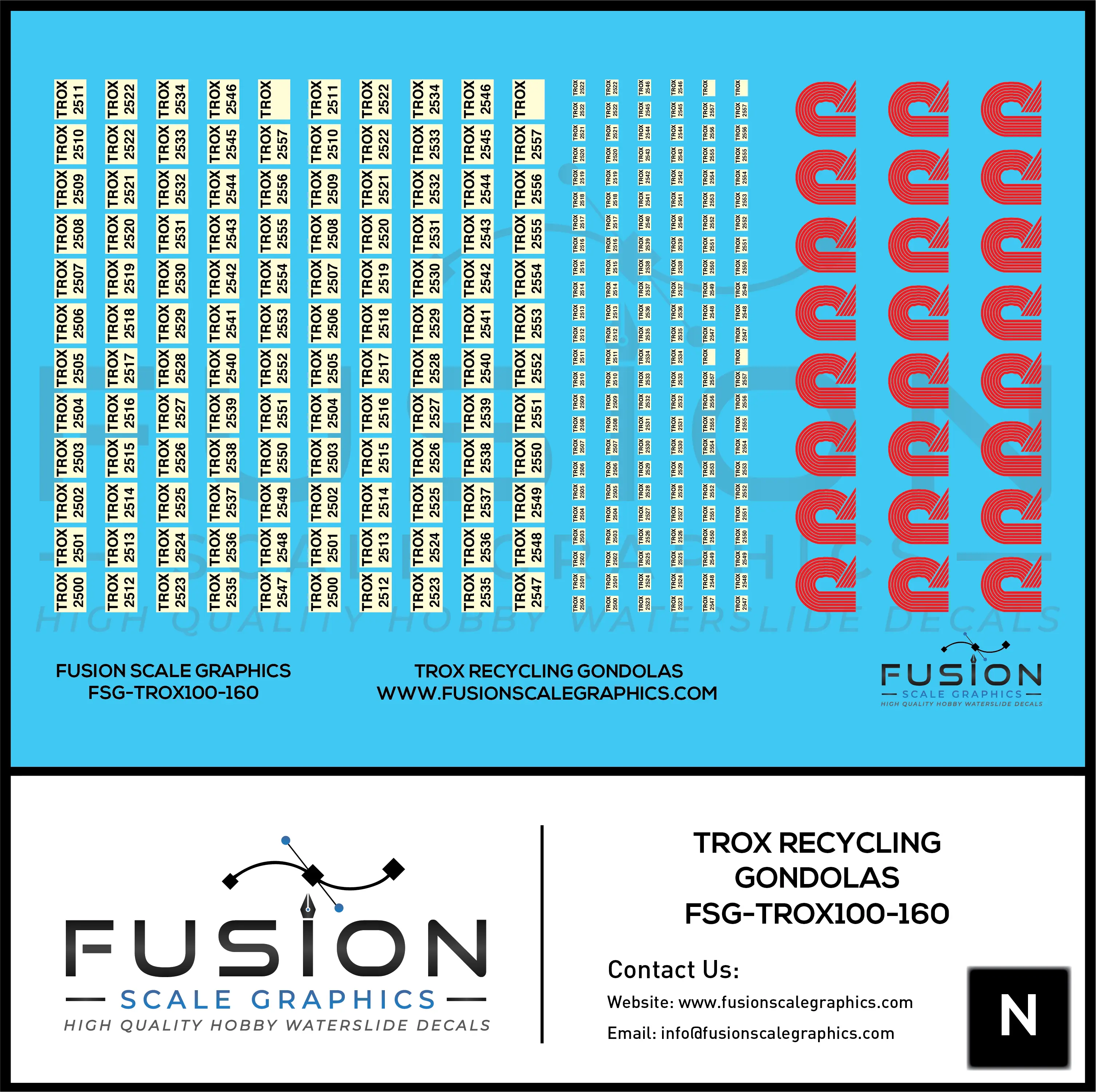 N Scale TROX Recycling Gondolas Decal Set Fusion Scale Graphics
