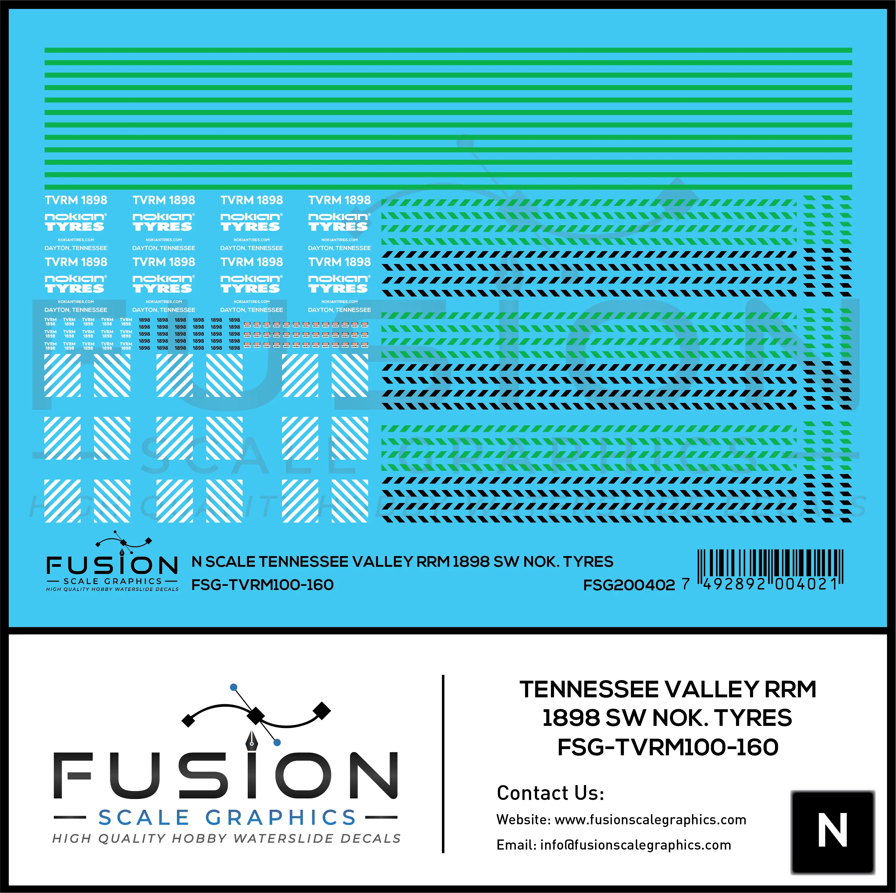 N Scale Tennessee Valley Railroad Museum 1898 Nokian Tyres Decal Set Fusion Scale Graphics