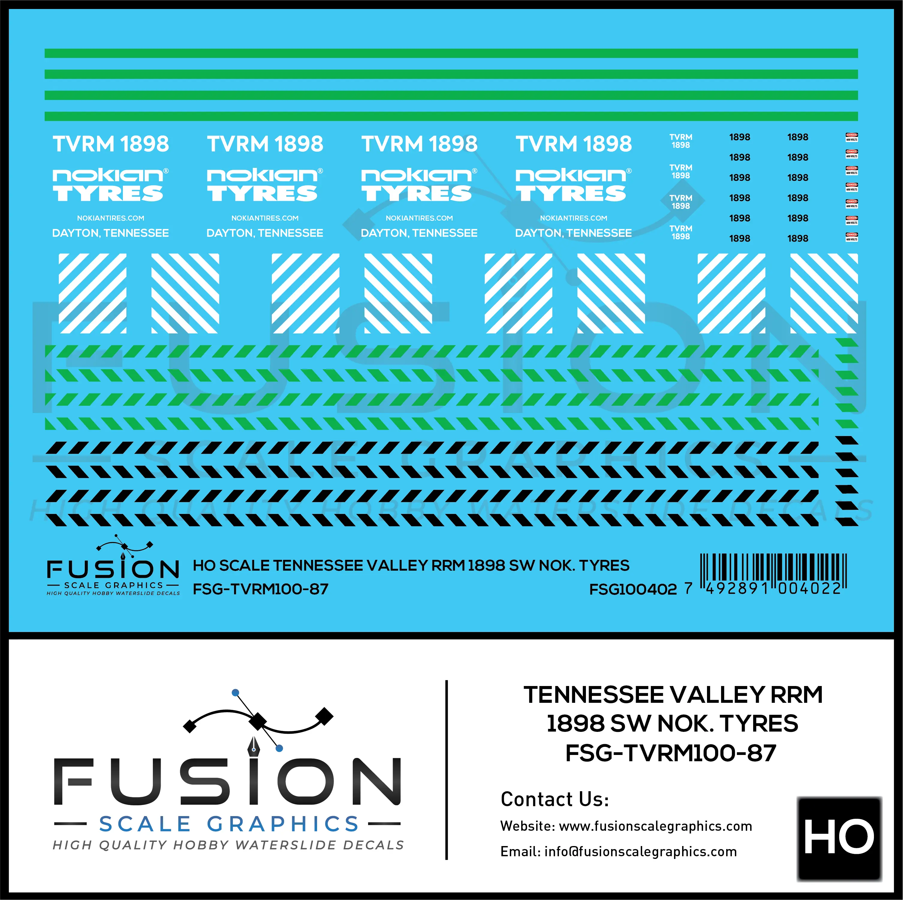 HO Scale Tennessee Valley Railroad Museum 1898 Nokian Tyres Decal Set Fusion Scale Graphics