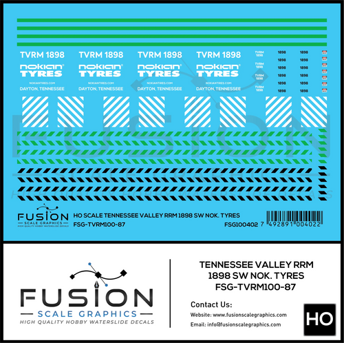 HO Scale Tennessee Valley Railroad Museum 1898 Nokian Tyres Decal Set Fusion Scale Graphics