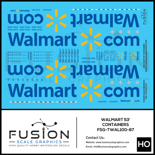 HO Scale Walmart 53' Containers Decal Set Fusion Scale Graphics