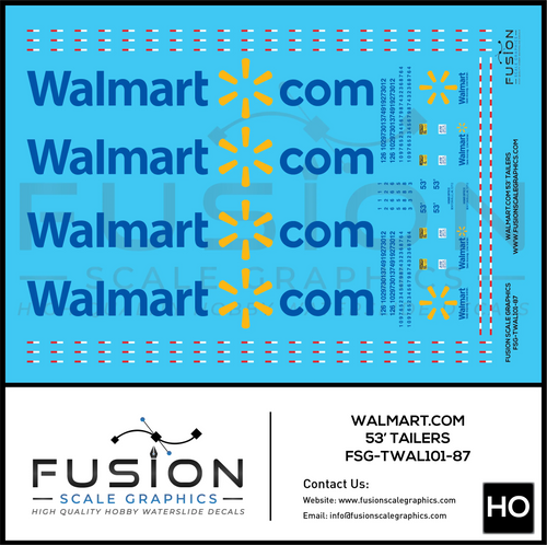 HO Scale Walmart .Com 53' Trailers Decal Set - Front Range Hobbies