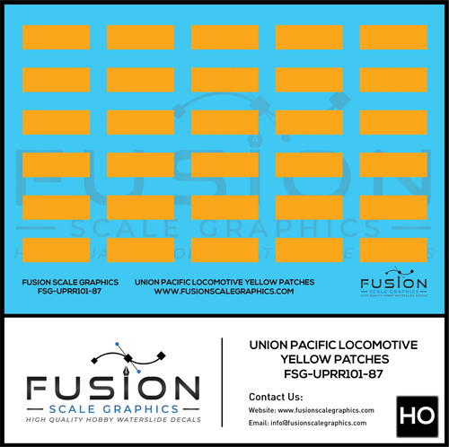 HO Scale Union Pacific Yellow Locomotive Cab Patches Decal Set - Front Range Hobbies