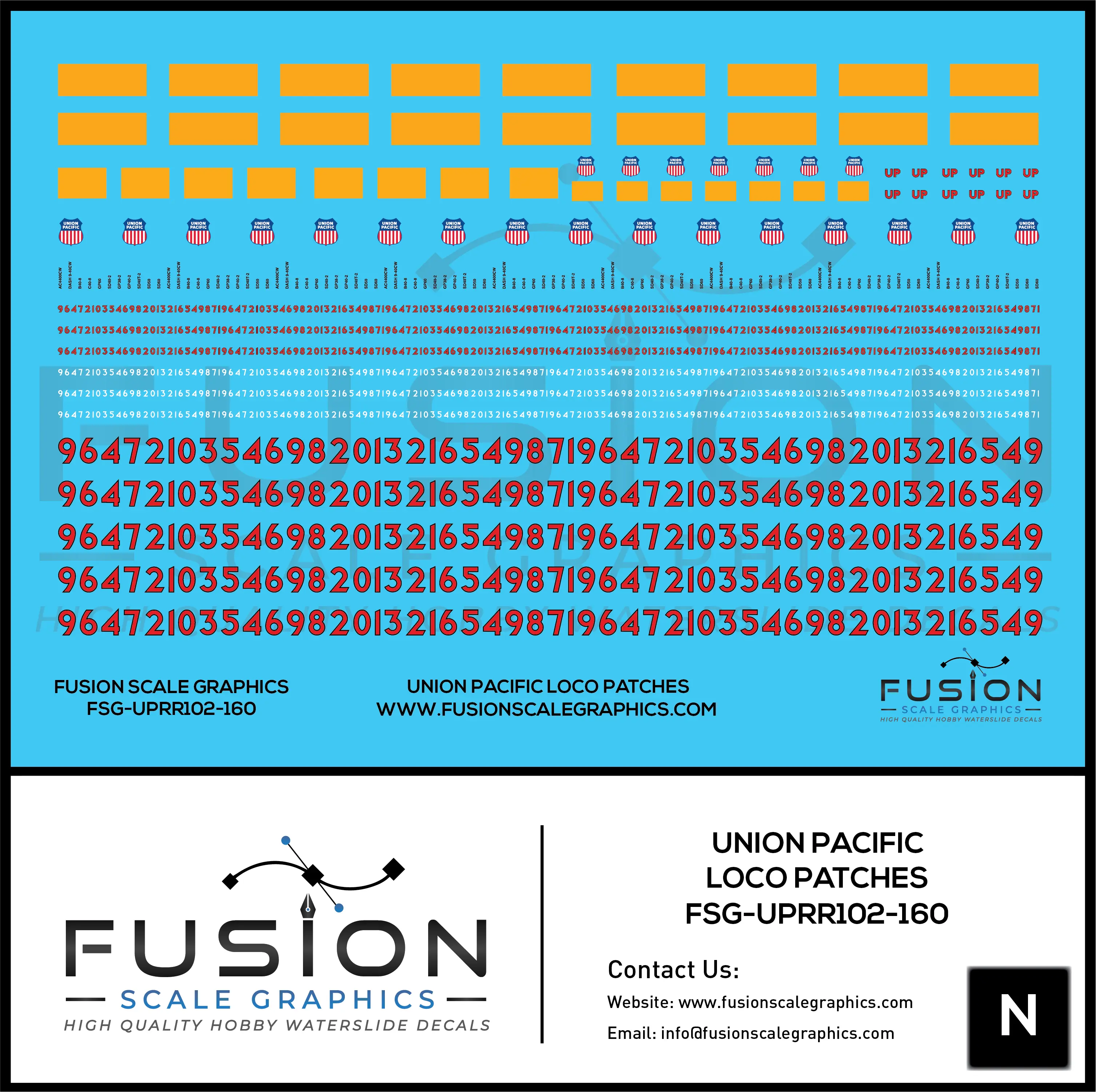 N Scale Union Pacific Locomotive Patching Decal Set Fusion Scale Graphics