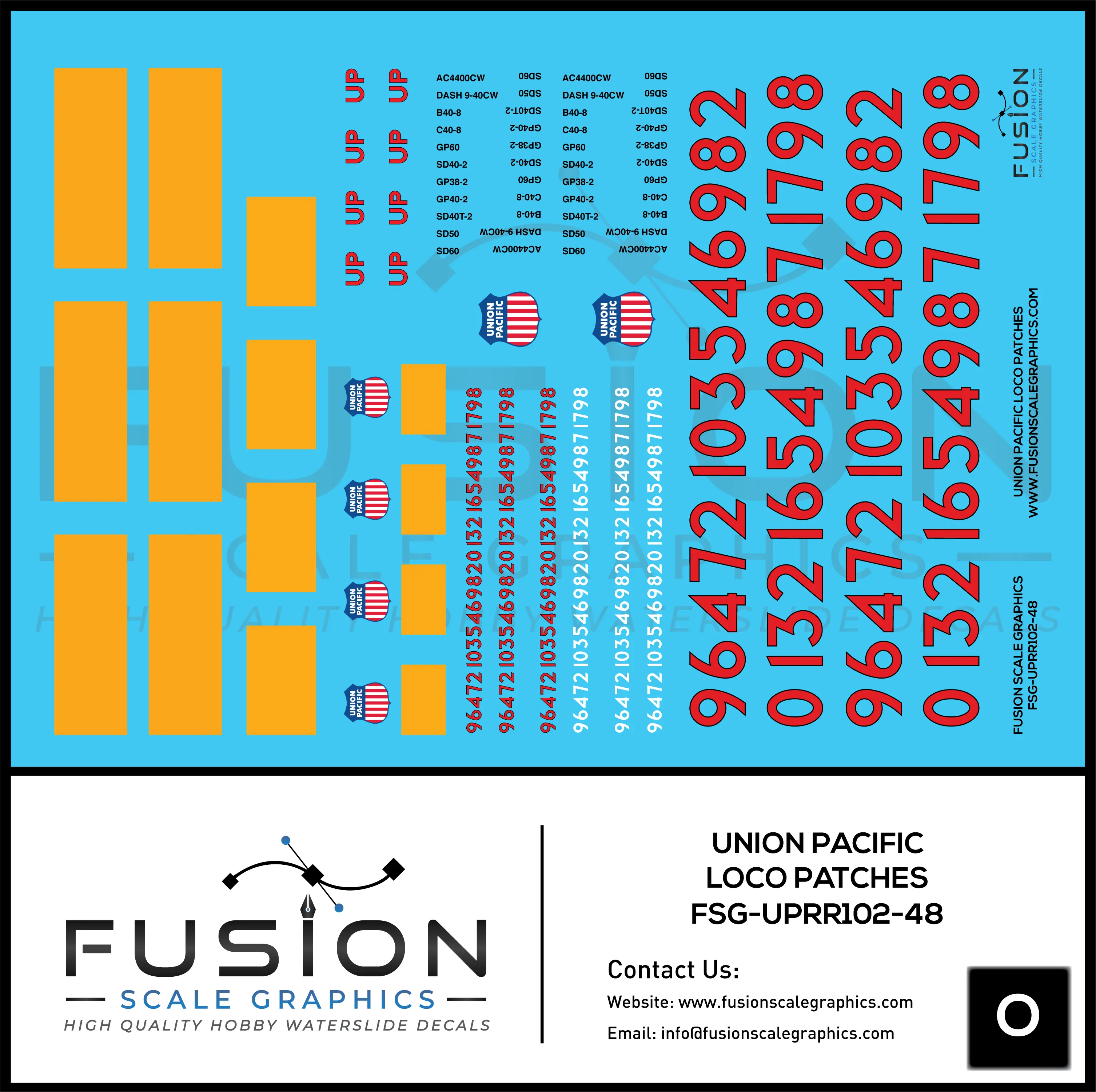 O Scale Union Pacific Locomotive Patching Decal Set Fusion Scale Graphics