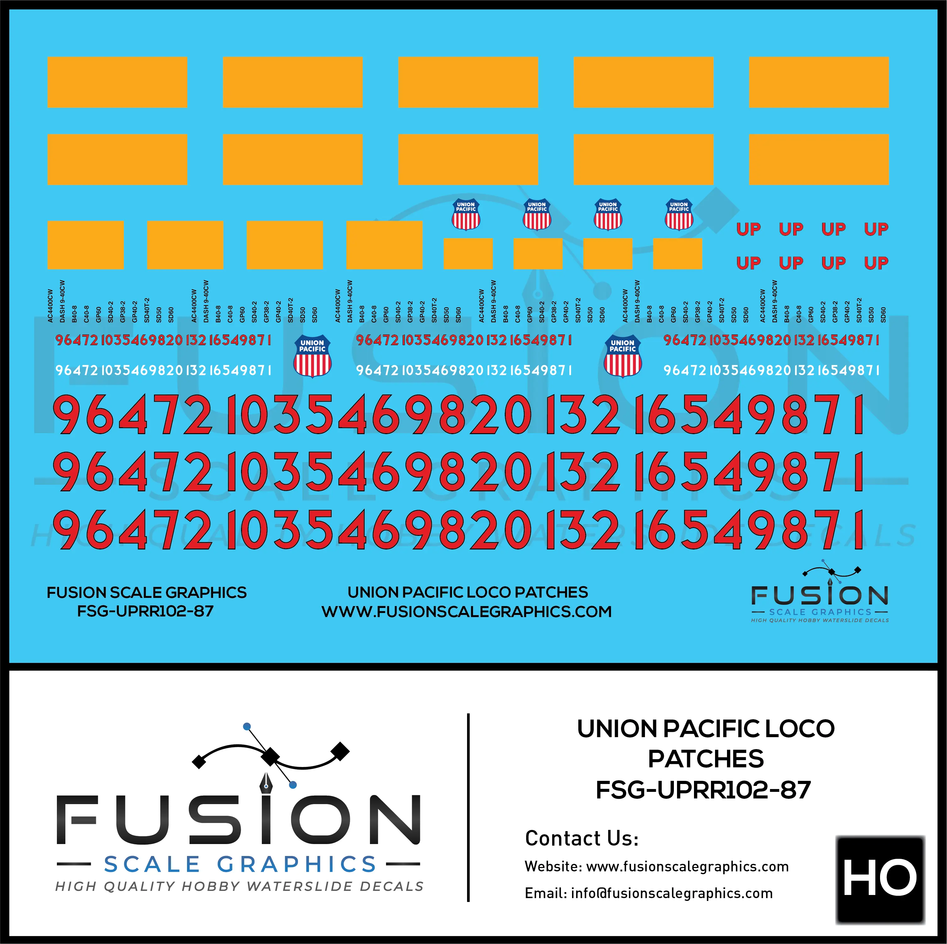 HO Scale Union Pacific Locomotive Patching Decal Set Fusion Scale Graphics