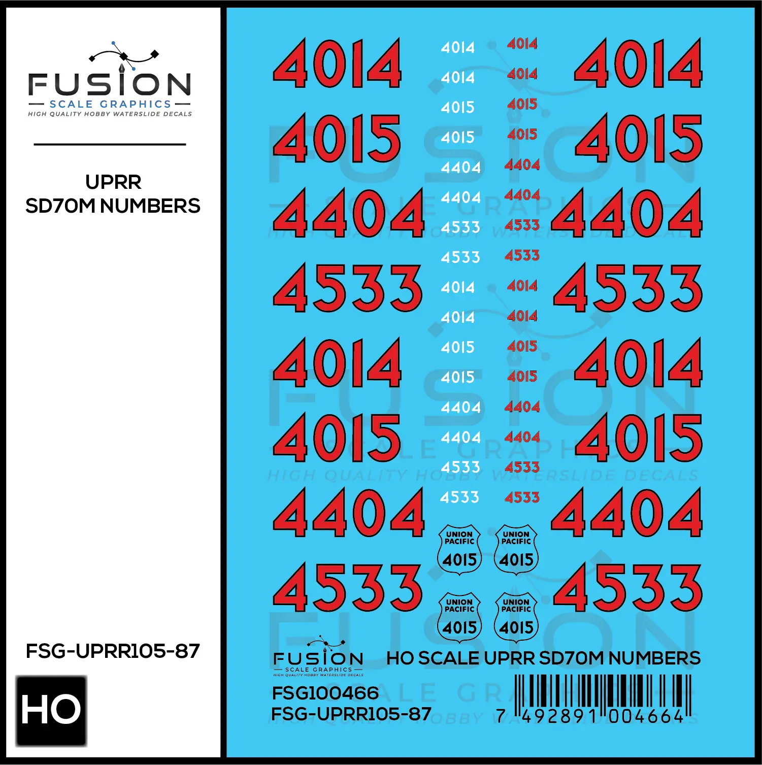 HO Scale Union Pacific UPRR Heritage SD70M Locomotive Numbers Fusion Scale Graphics
