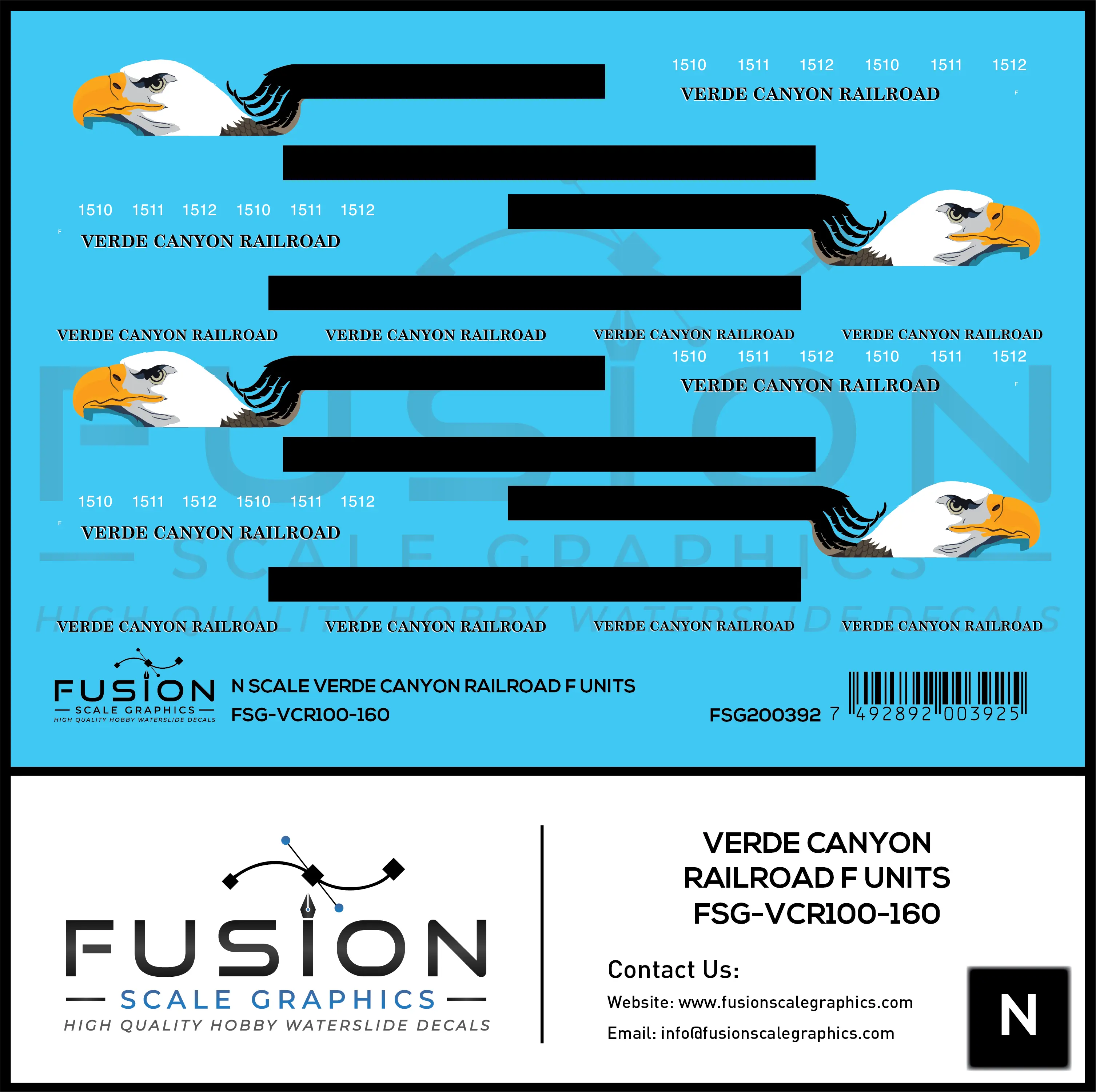 N Scale Verde Canyon Railroad F Unit Locomotives Decal Set Fusion Scale Graphics