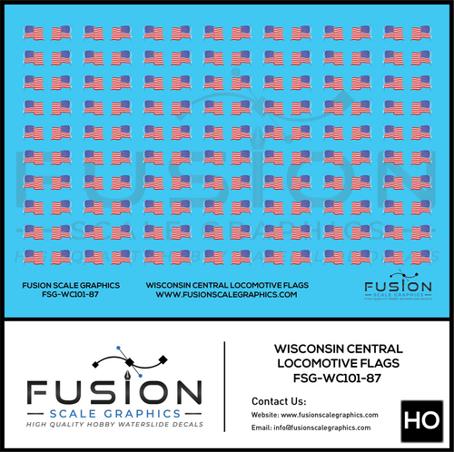 HO Scale Wisconsin Central Locomotive Flags Decal Set Fusion Scale Graphics
