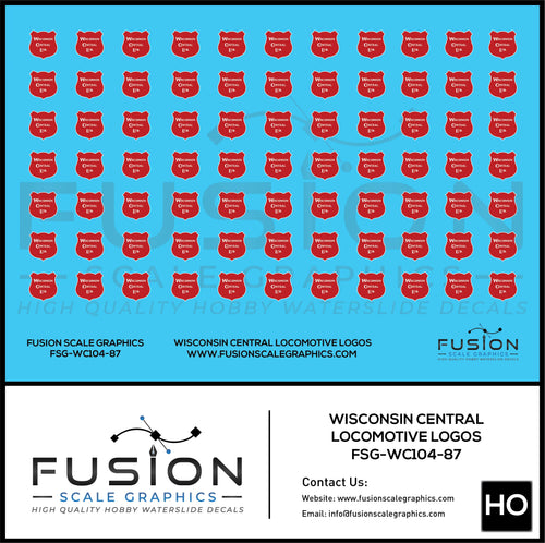 HO Scale Wisconsin Central Locomotive Logos Decal Set Fusion Scale Graphics