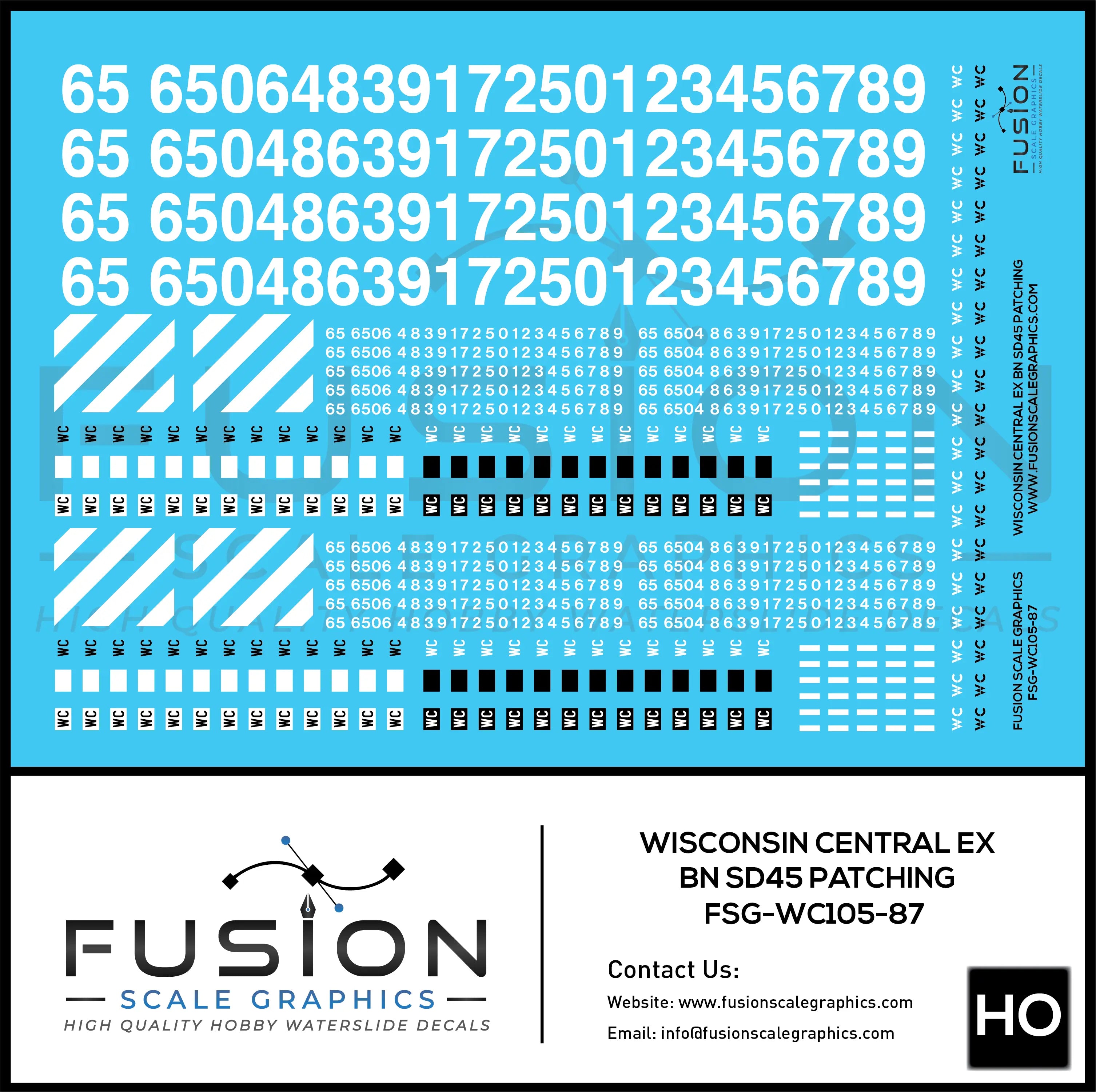 HO Scale Wisconsin Central Ex BN EMD SD45 Locomotive Patching Decal Set Fusion Scale Graphics