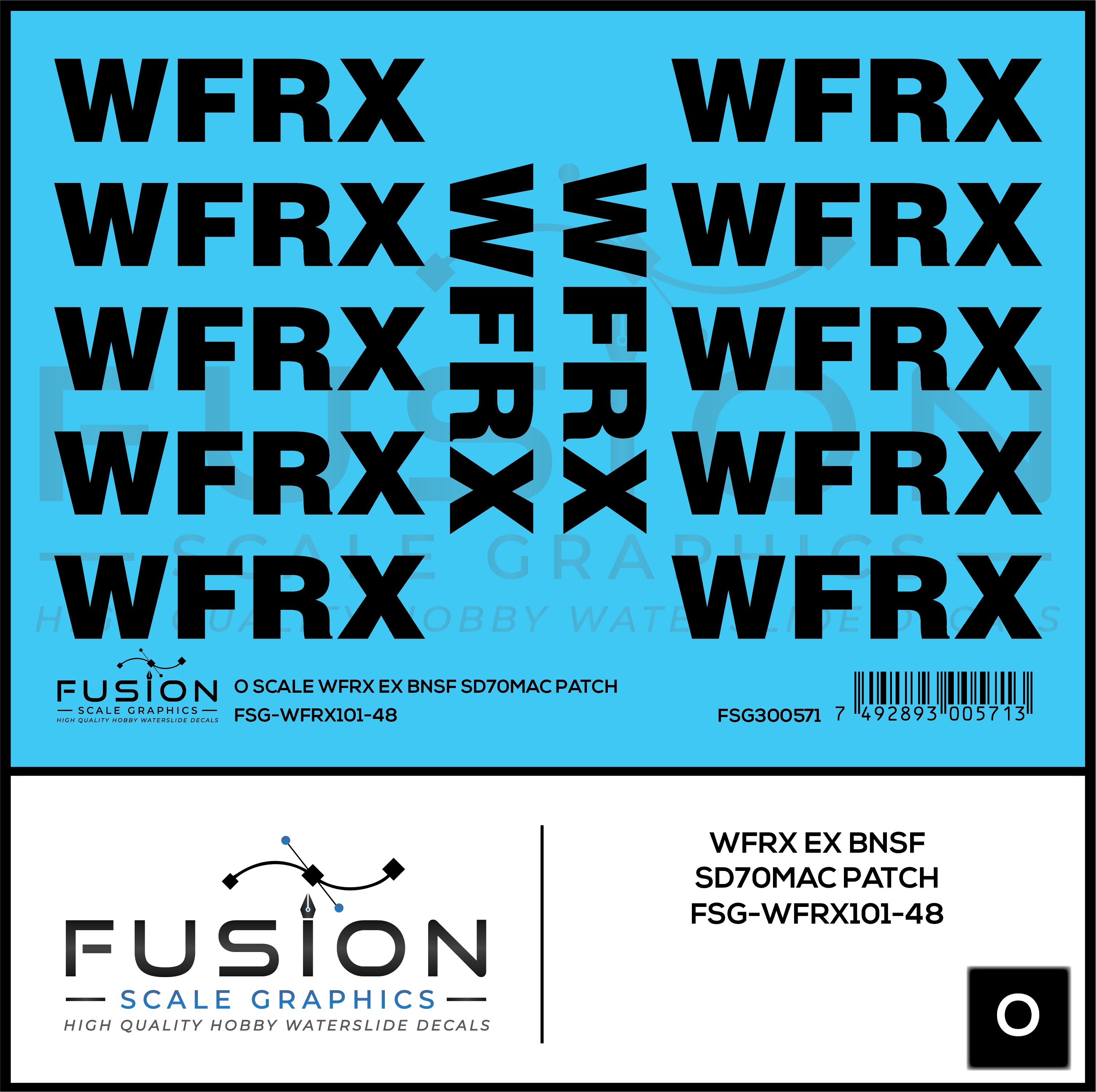 O Scale WFRX Ex BNSF SD70MAC Patch Decal Set