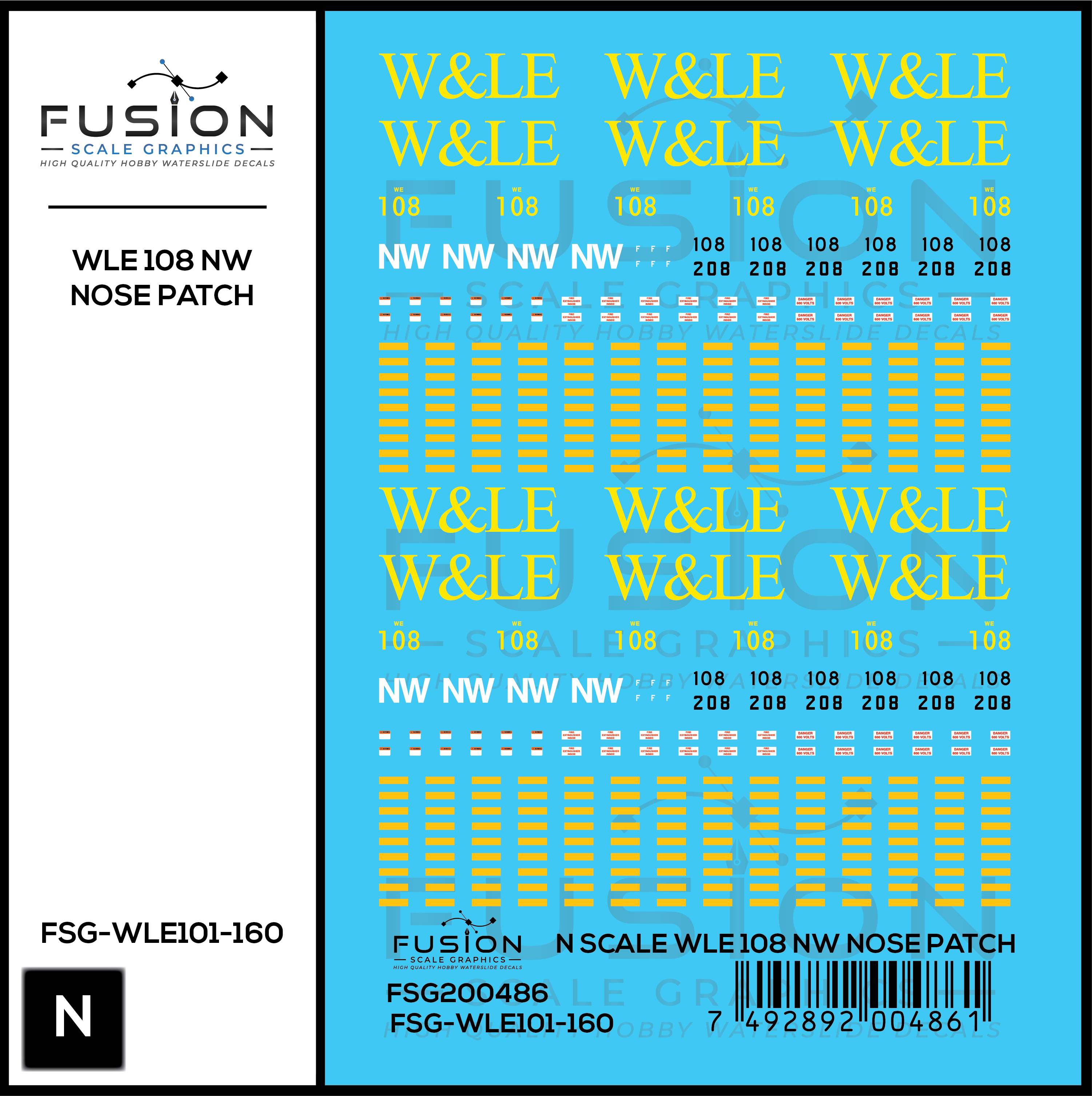 N Scale Wheeling And Lake Erie Railway EMD GP35 108 NW Nose Patch Decal Set