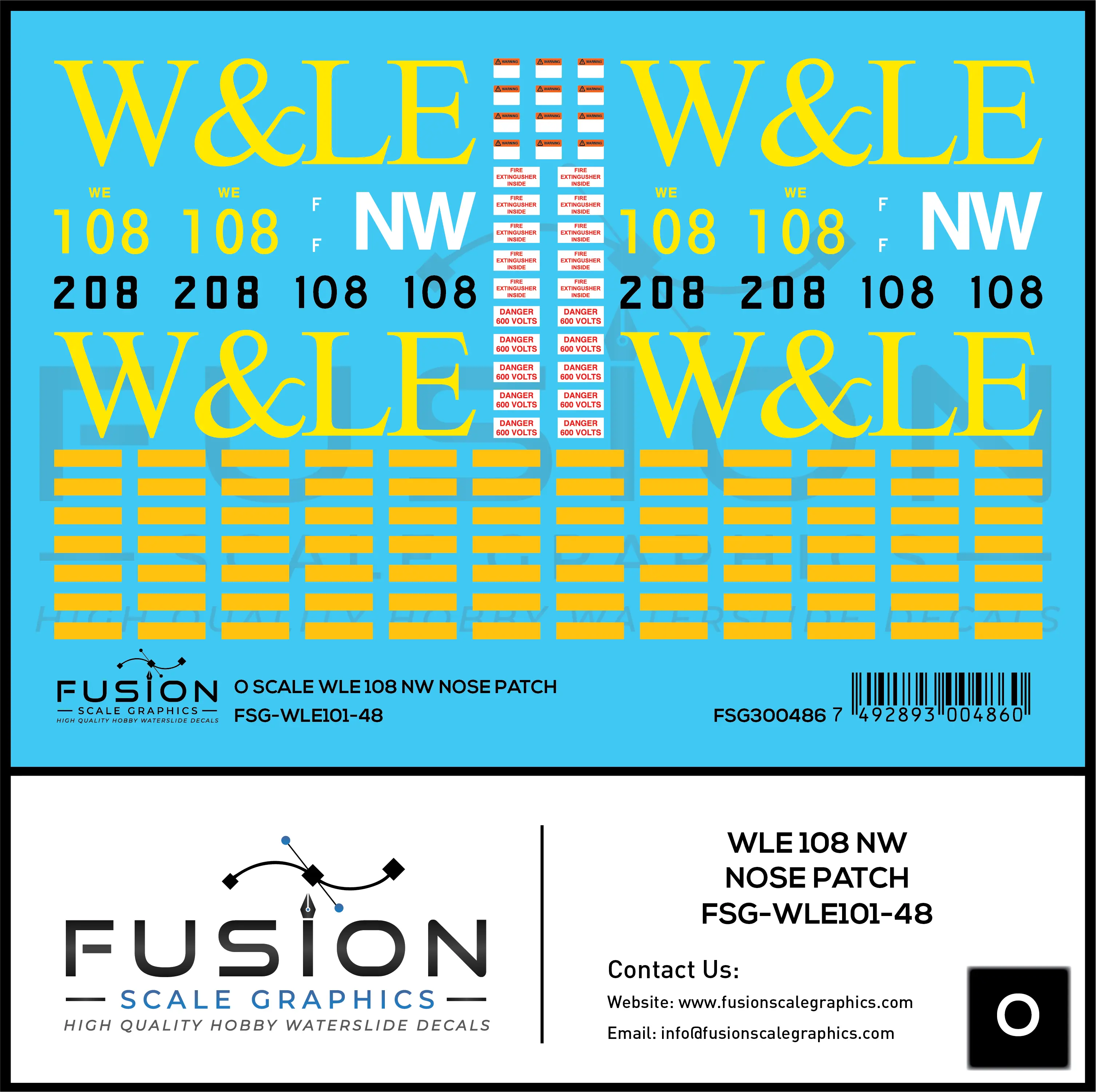 O Scale Wheeling And Lake Erie Railway EMD GP35 108 NW Nose Patch Decal Set Fusion Scale Graphics