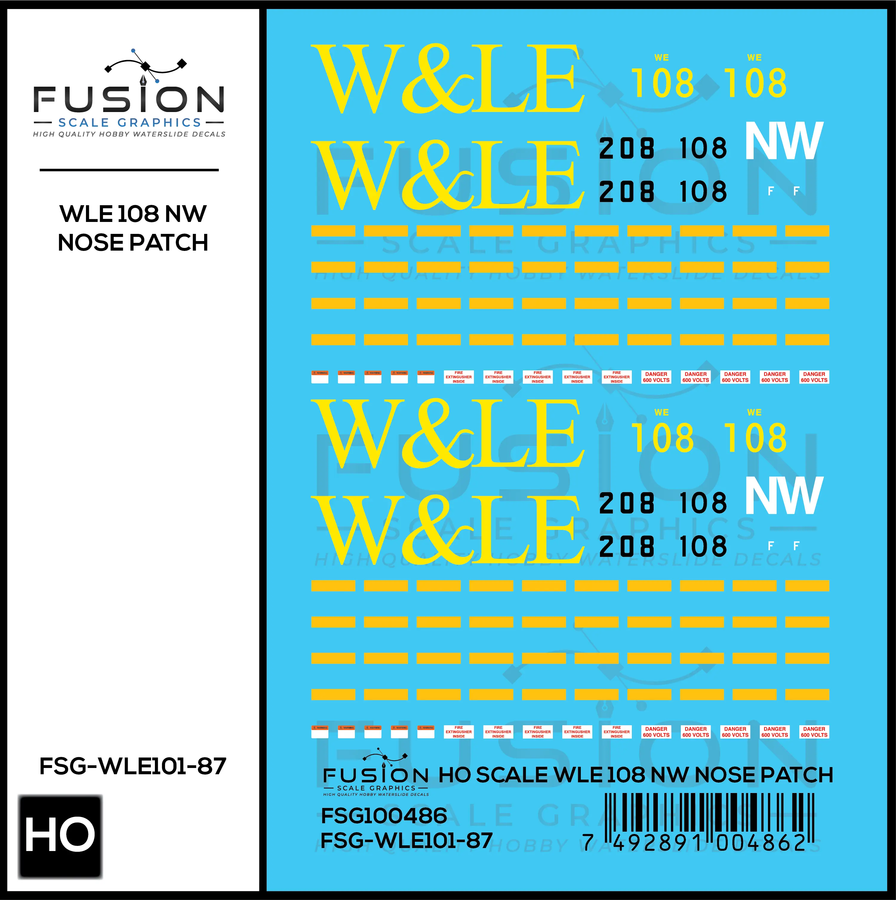 HO Scale Wheeling And Lake Erie Railway EMD GP35 108 NW Nose Patch Decal Set Fusion Scale Graphics