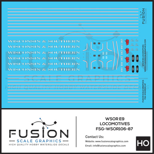 HO Scale WSOR Wisconsin and Southern E9 E9A E9B Locomotives Decal Set Fusion Scale Graphics